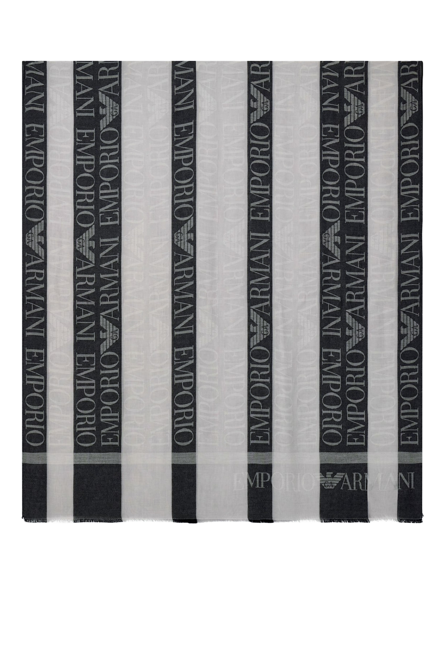 Logo Striped and Fringed Stole