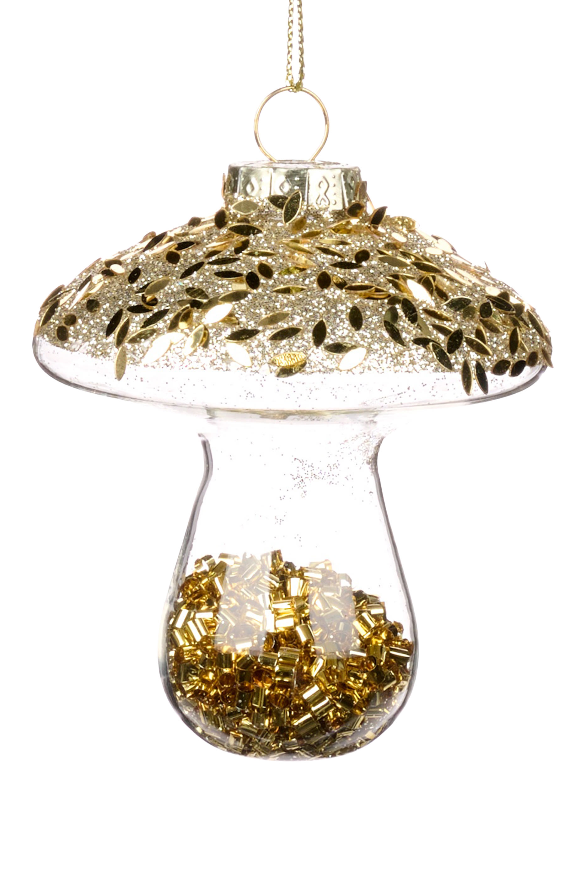 Glass Mushroom Ornament With Beads