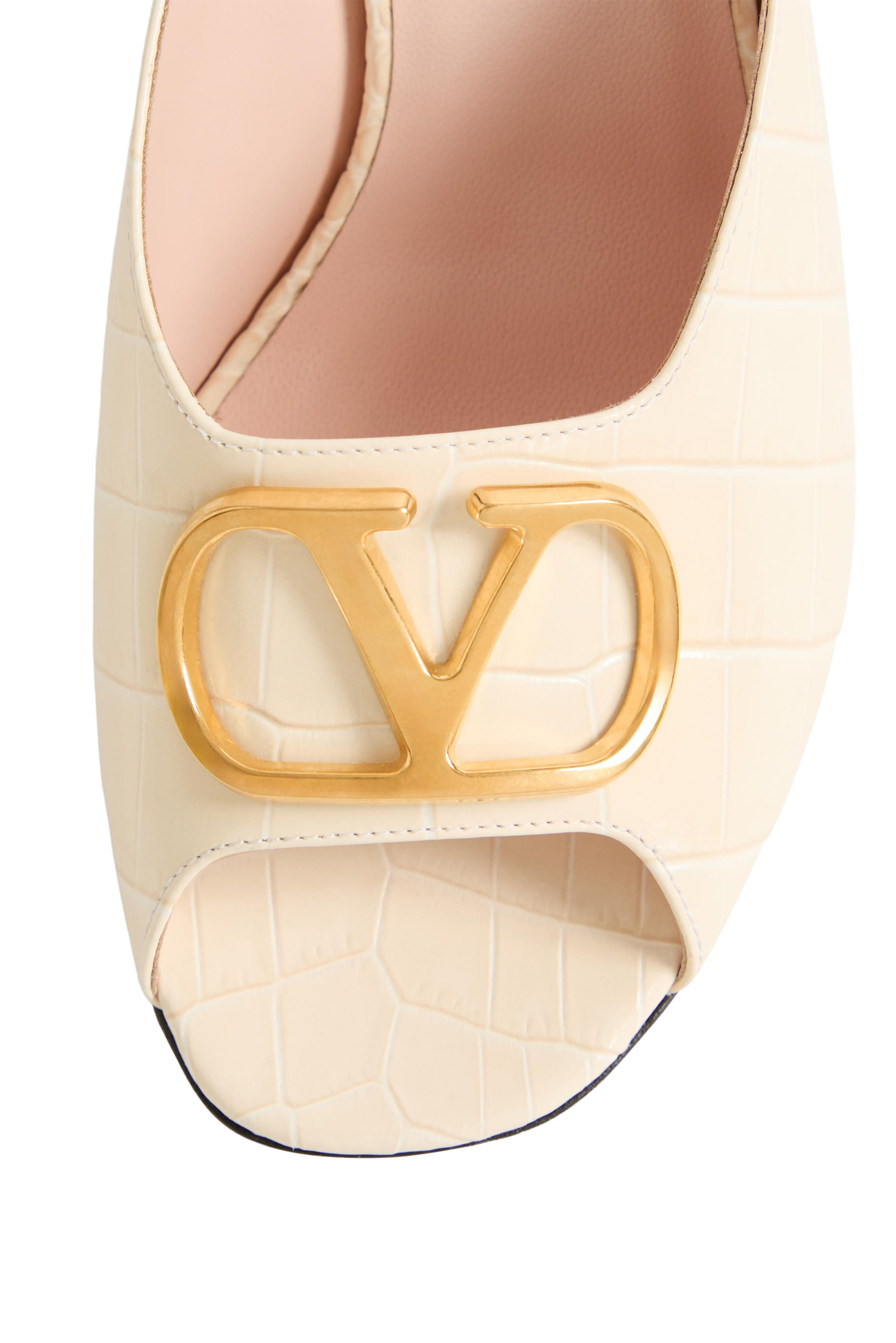 VLogo 95 Signature Slide Sandals in Printed Calfskin