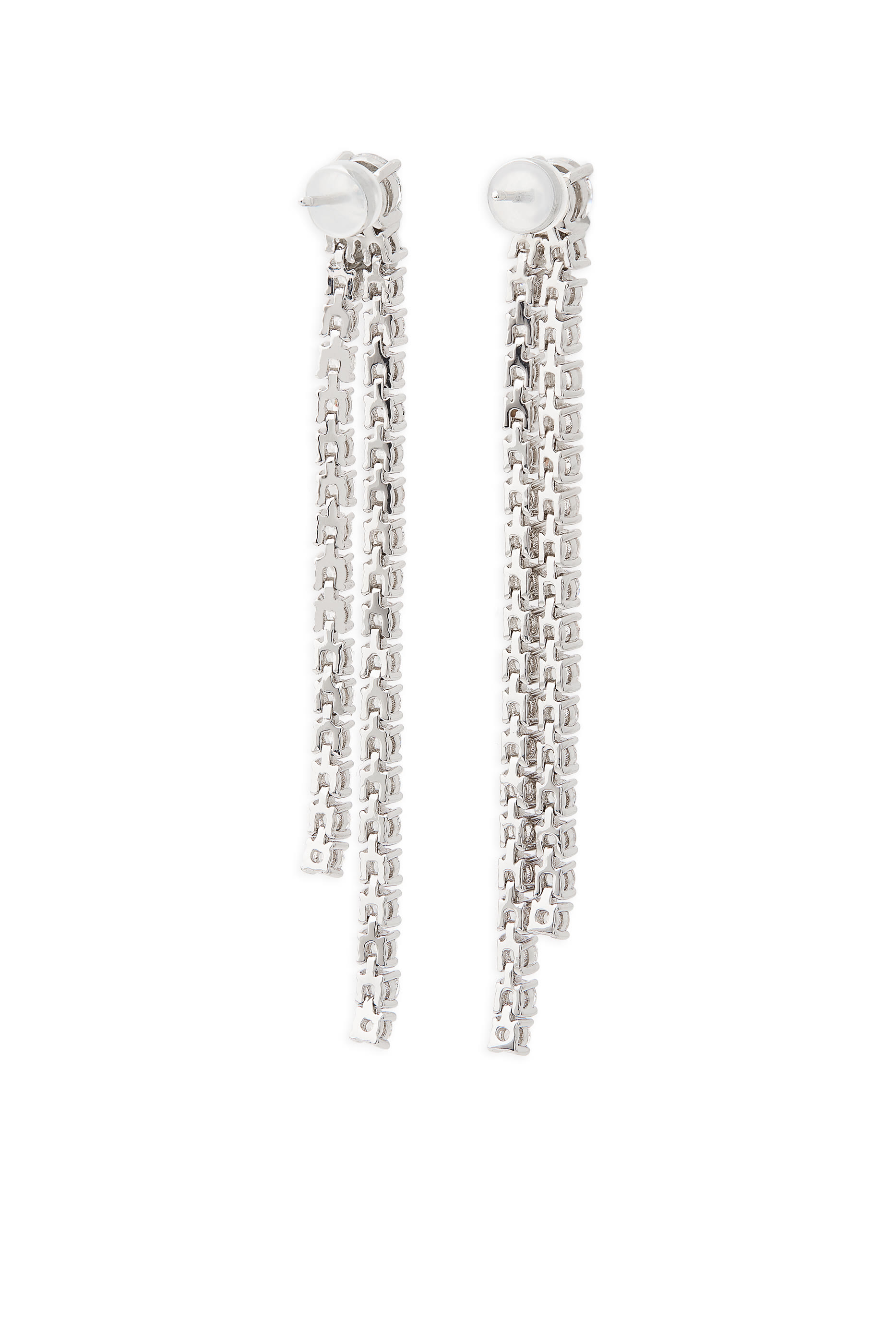 Solitaire Tennis Drop Earrings,  Sterling Silver & Cubic Zirconia