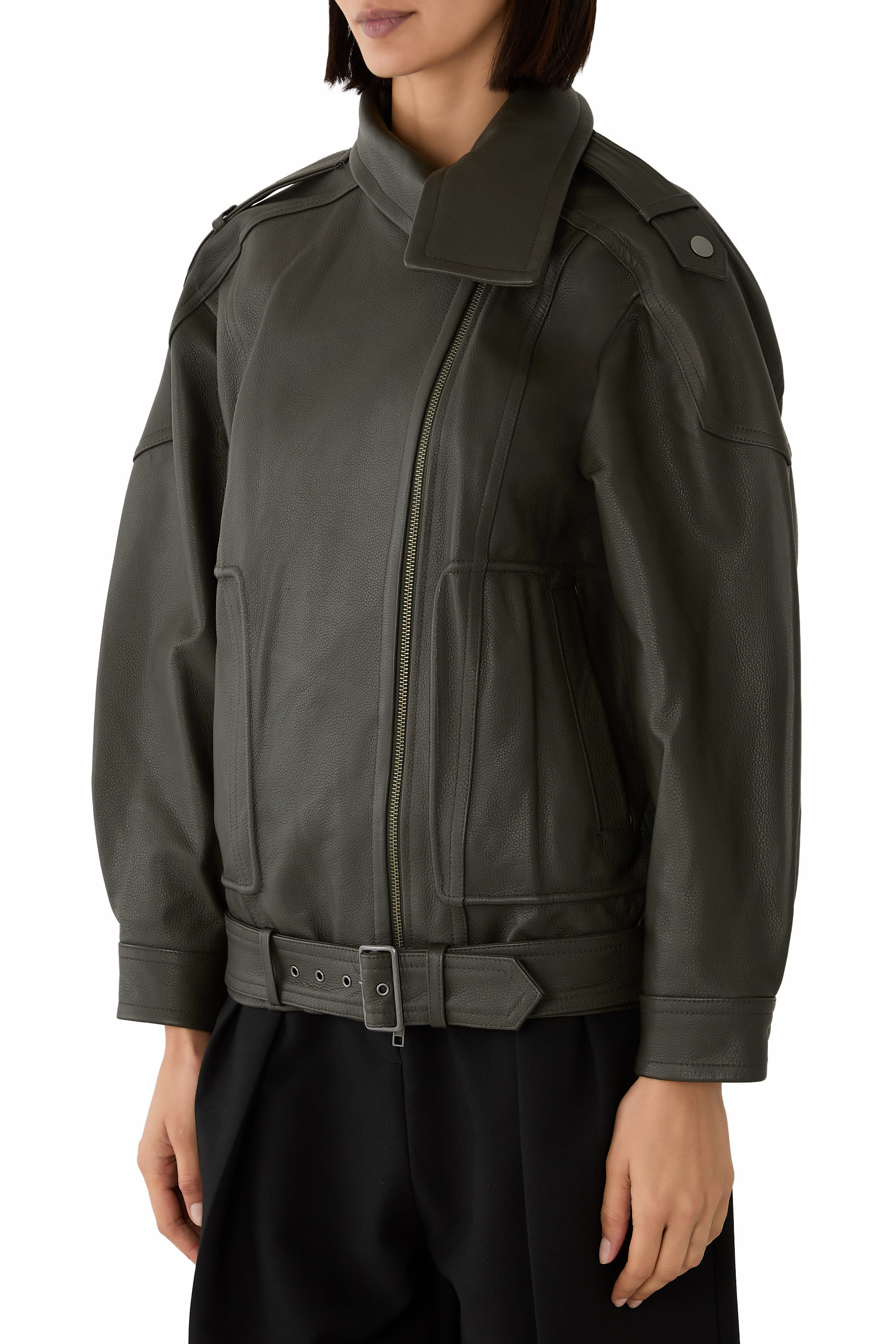 Leather Oversized Biker Jacket