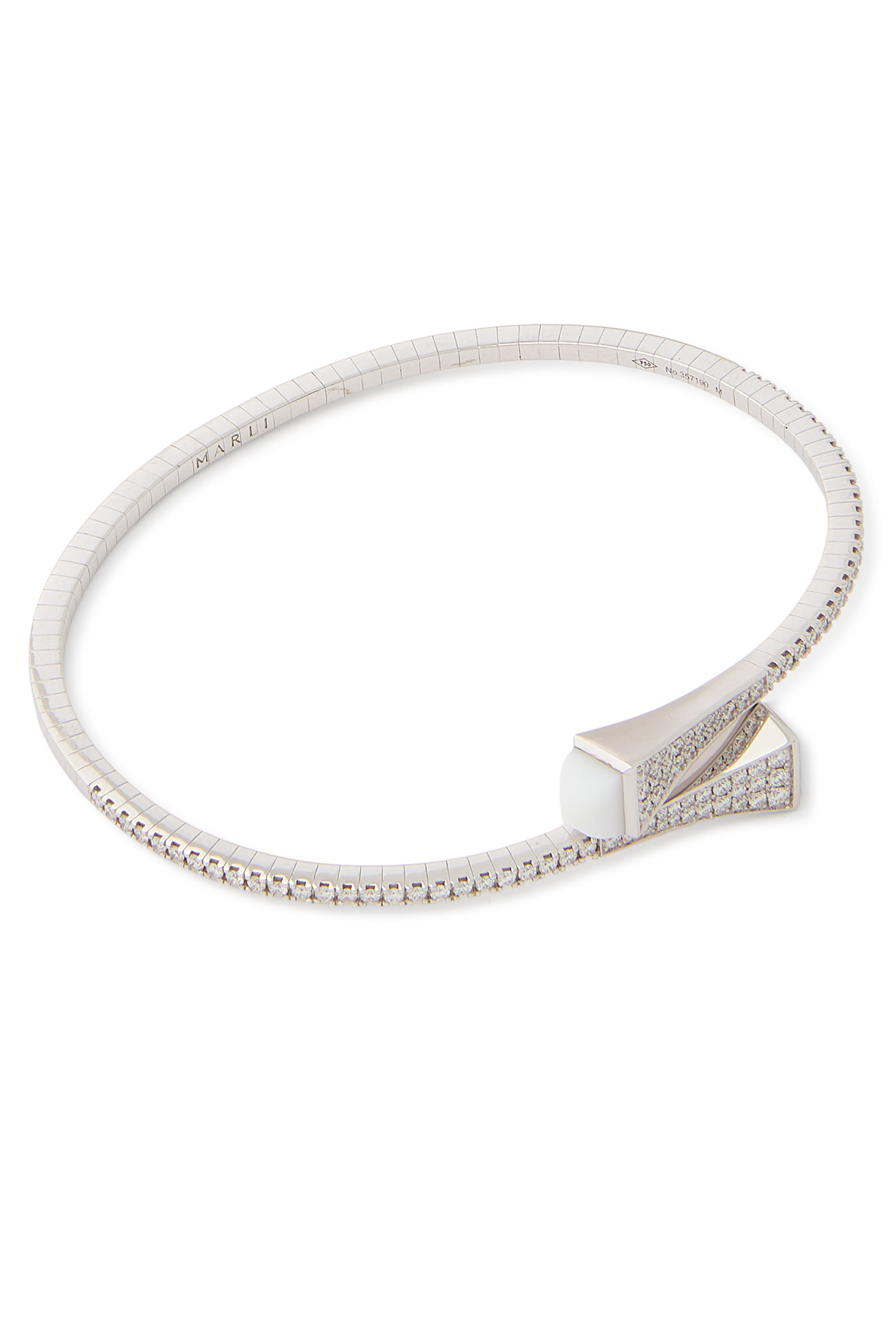 Cleo Slim Slip-On Bracelet, 18k White Gold & Diamonds
