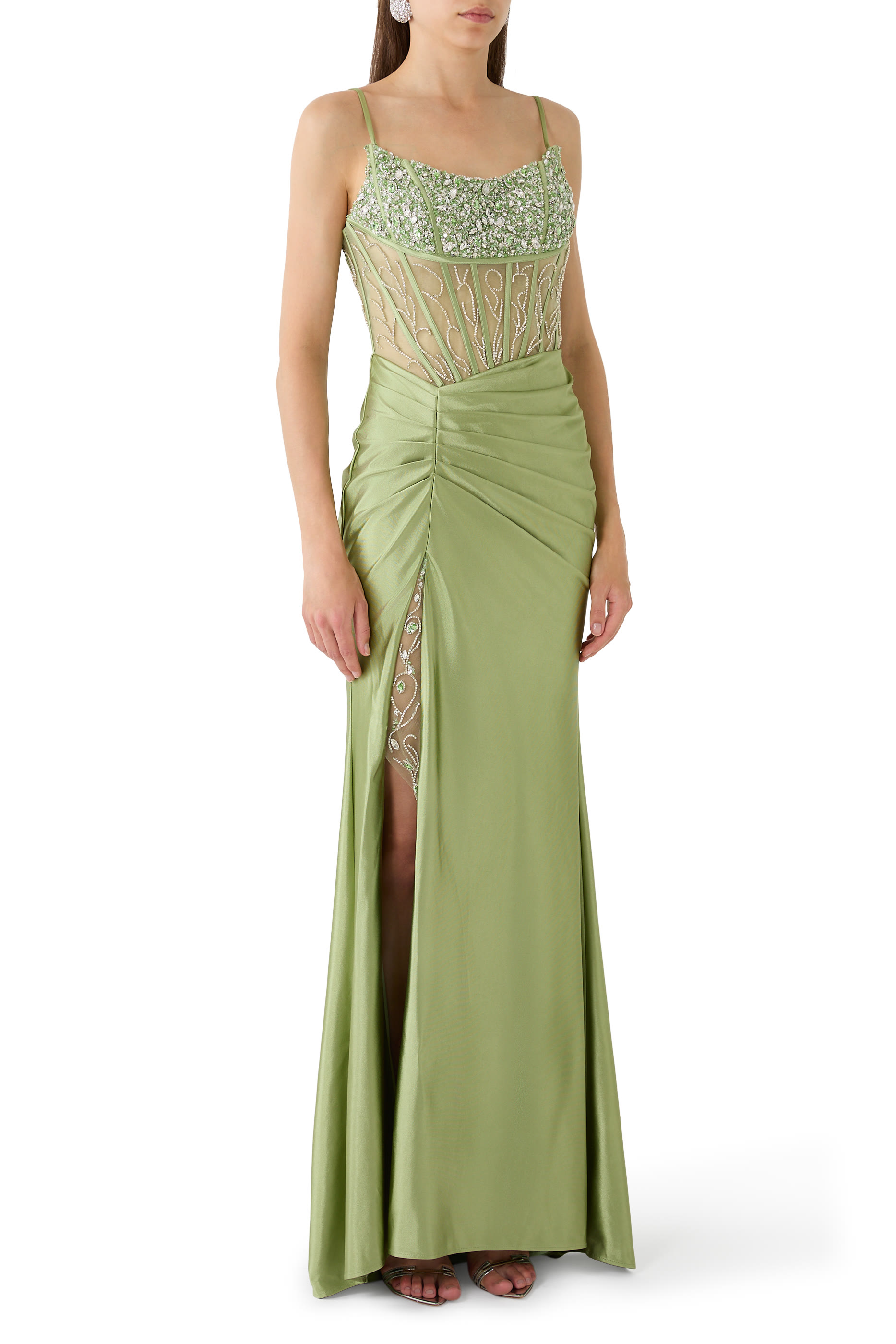 Crystal-Embellished Evening Dress