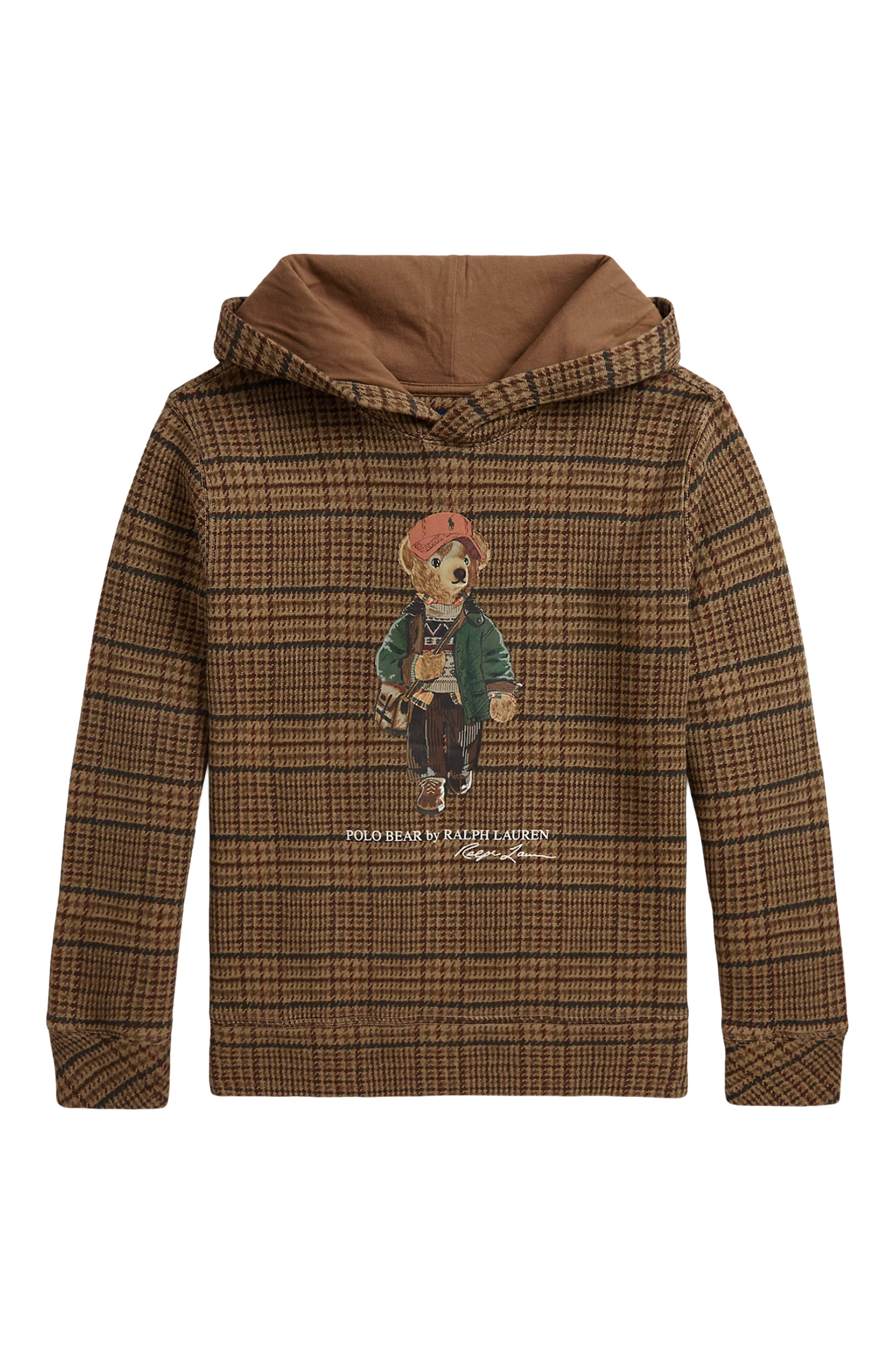 Kids Logo Bear Tweed-Print Hoodie