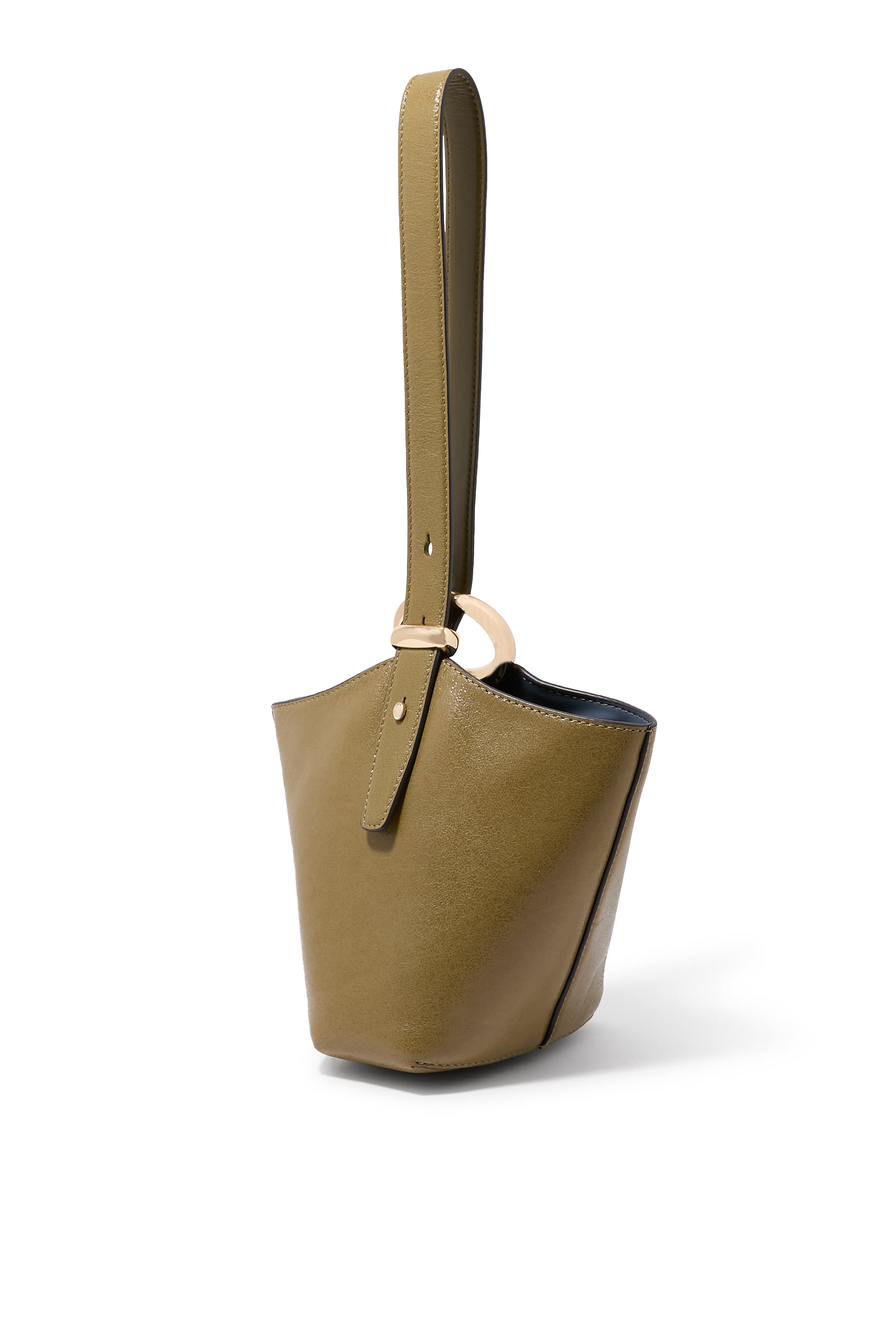 Halo Glazed Leather Mini Bucket Bag