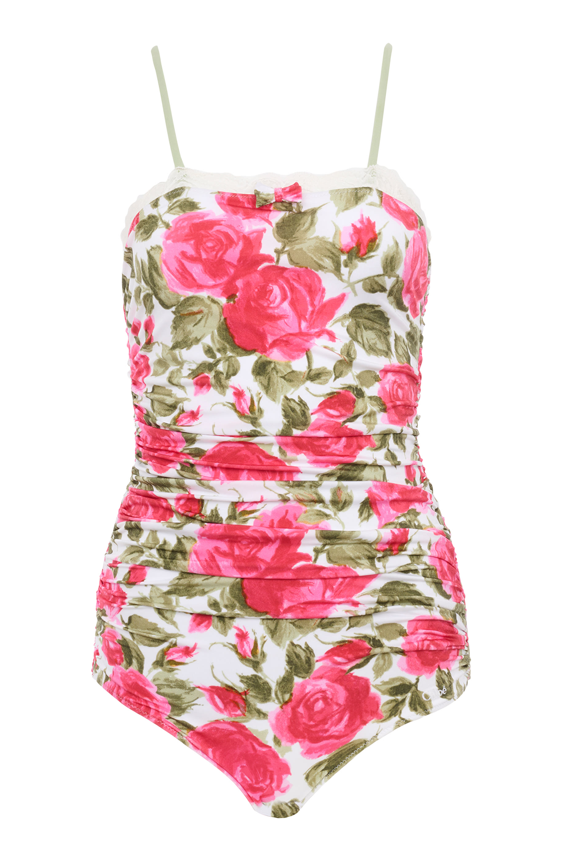 Rose-Print Ruched Bodysuit