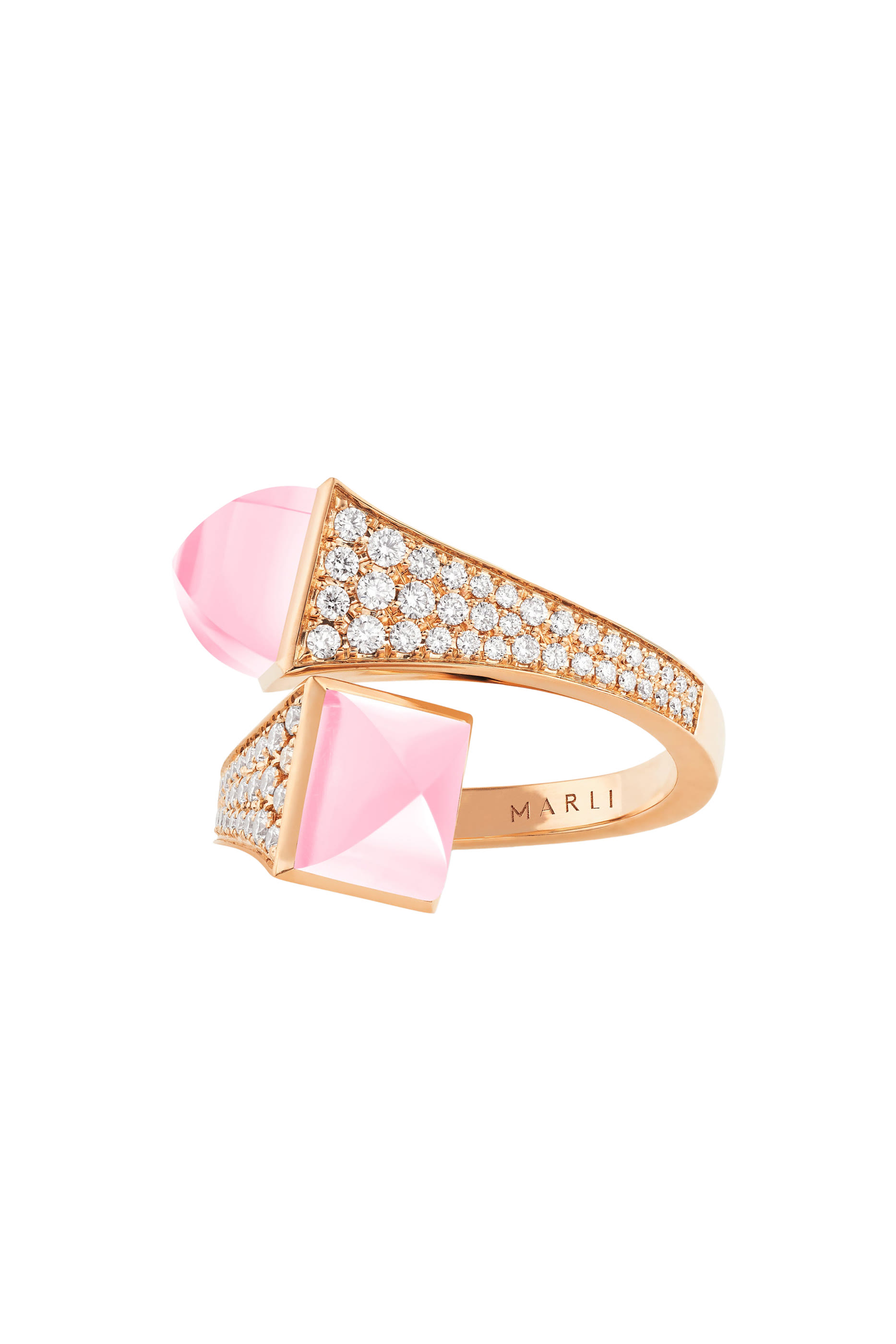  Cleo Ring, 18K Rose Gold with Diamonds & Pink Quartz