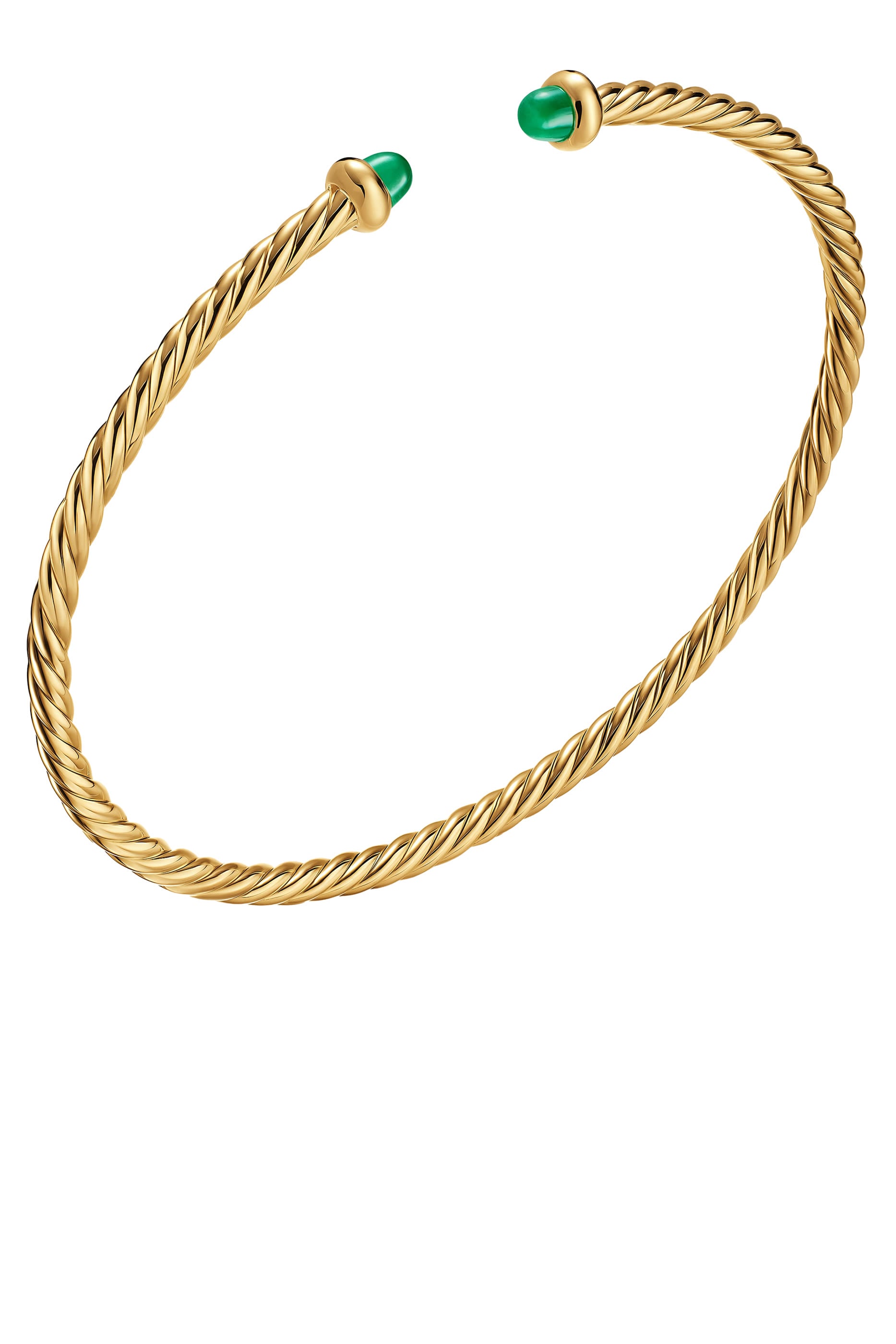 Cable Micro Cablespira Flex Bangle, 18K Yellow Gold & Emerald
