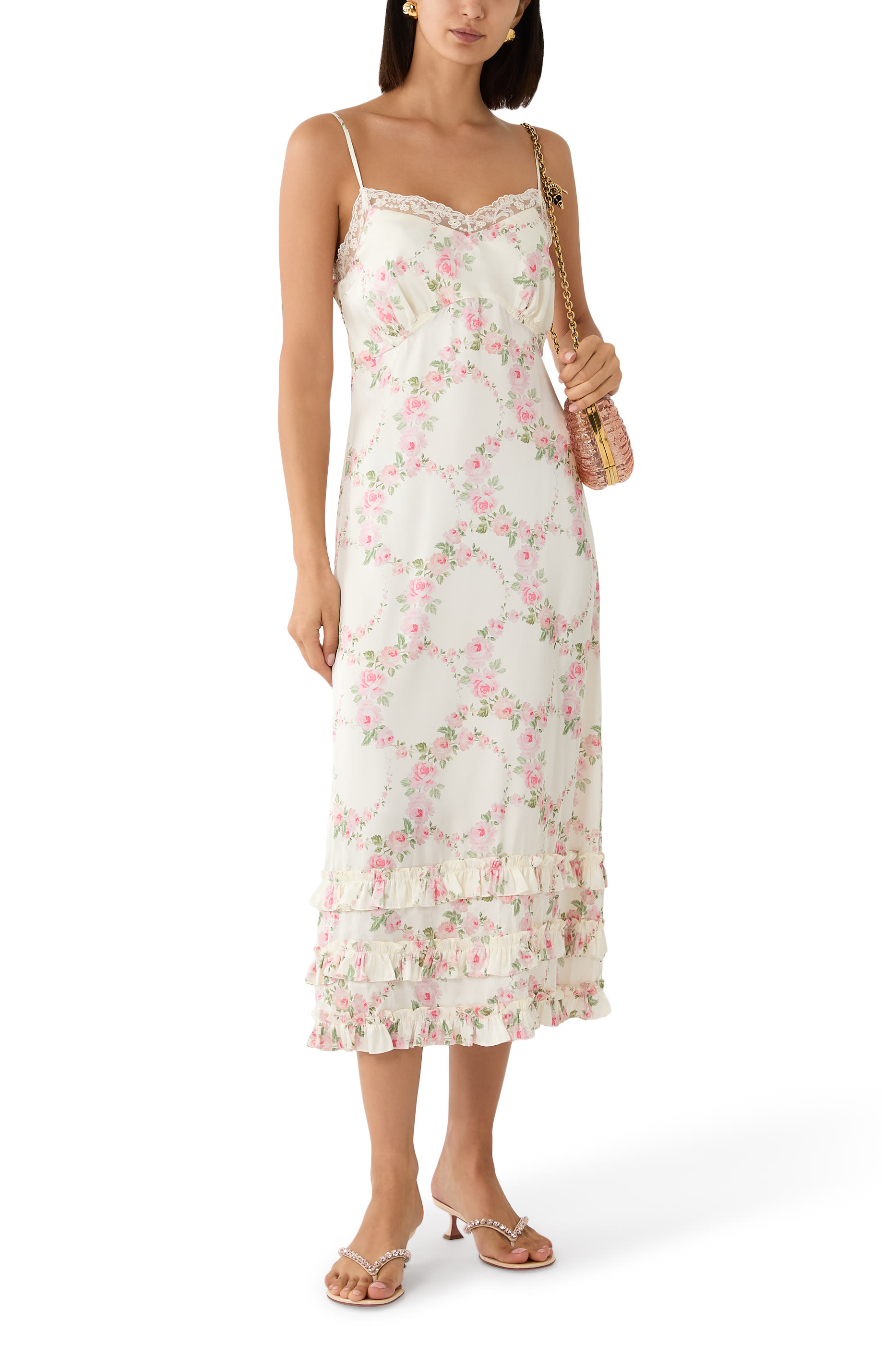 Ruffle Frill Hem Slip Dress