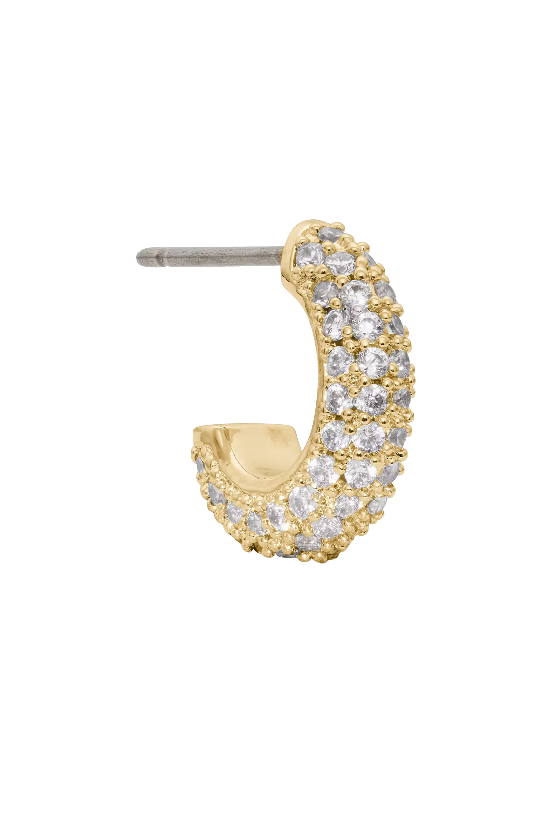 Tiny Twinkles Pave Trio Huggies, Titanium & Cubic Zirconia