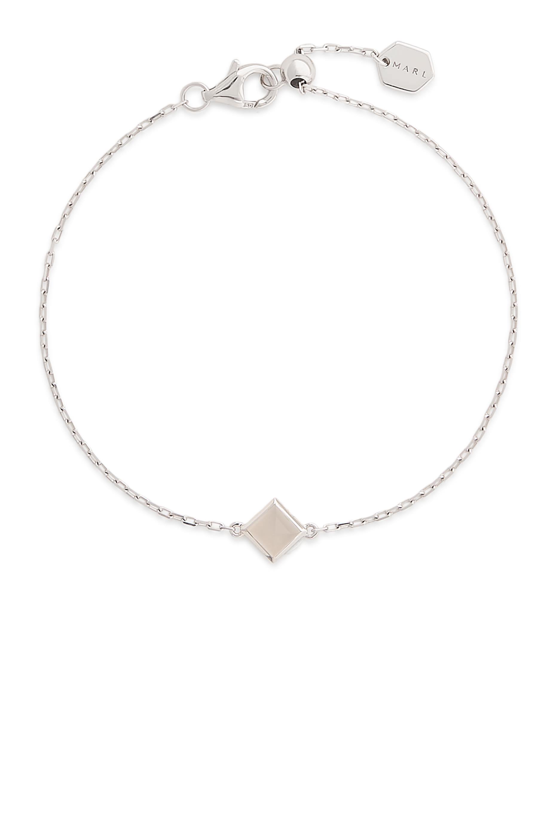 Cleo Pyramid Bracelet, 18k White Gold & Moonstone