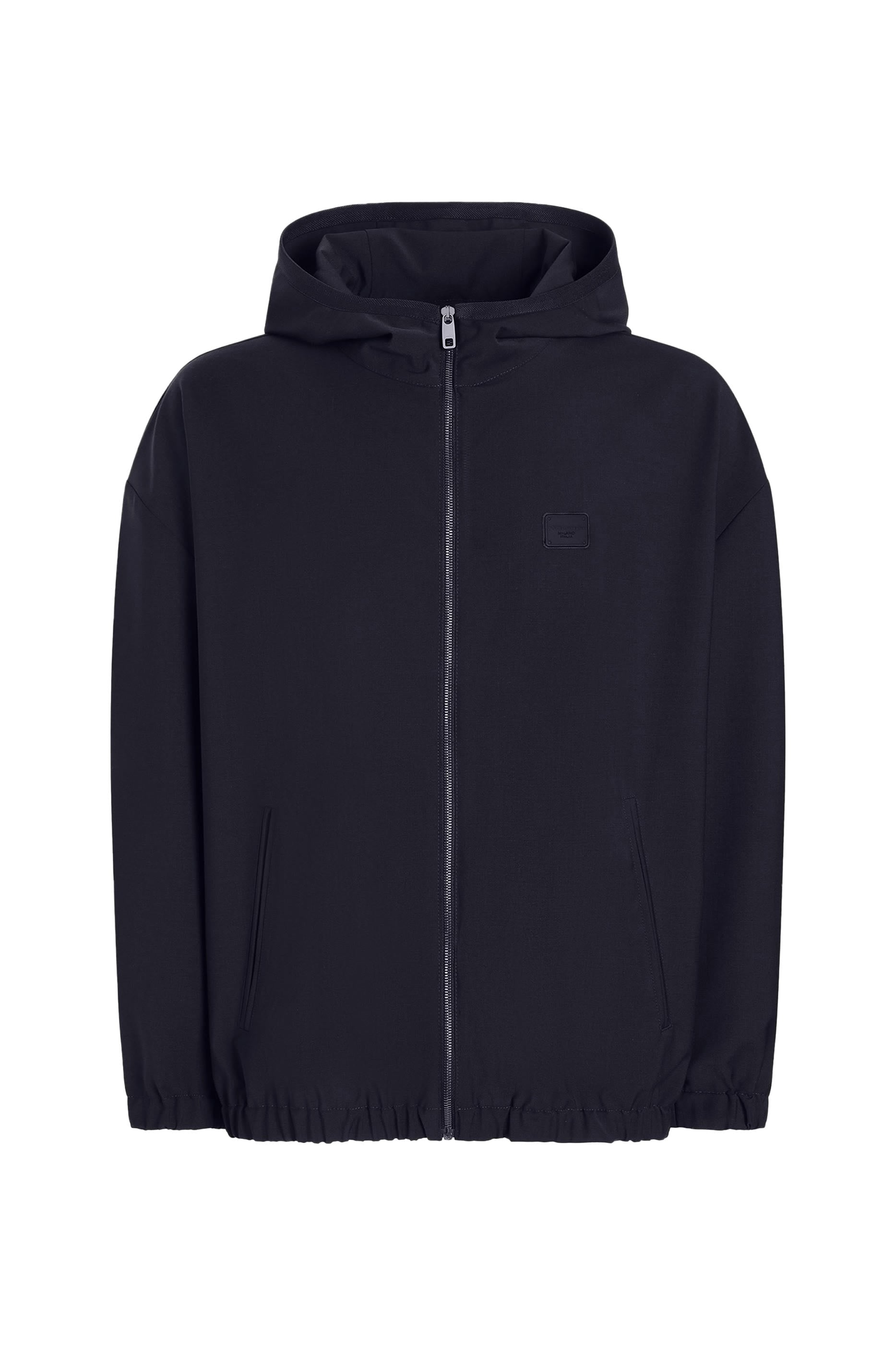 Logo Tag Hooded Woolen Jacket