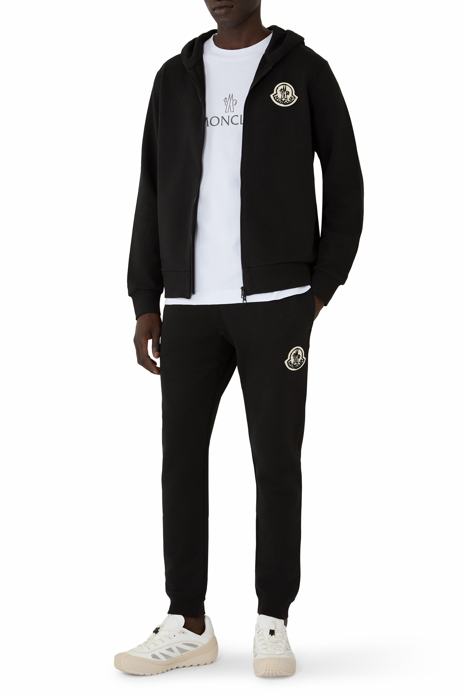 Leather Logo Wool Zip-Up Cardigan 