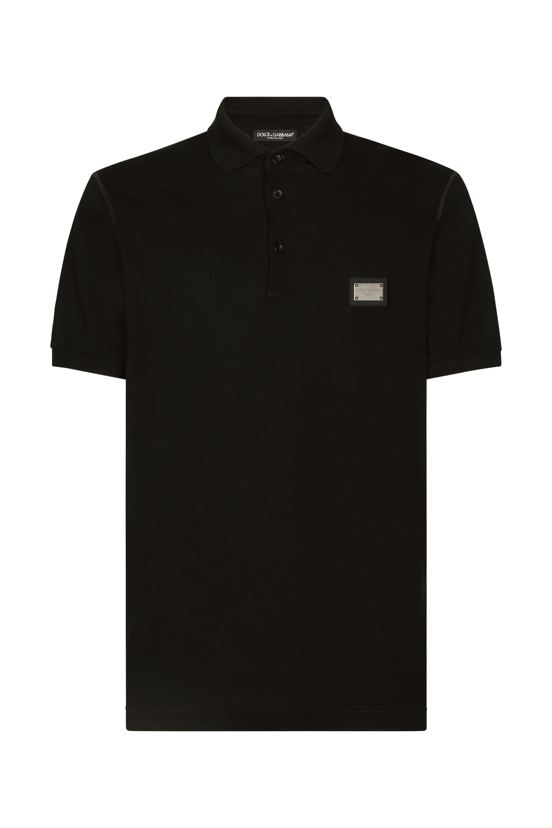 Cotton Piqué Polo-Shirt with Branded Tag