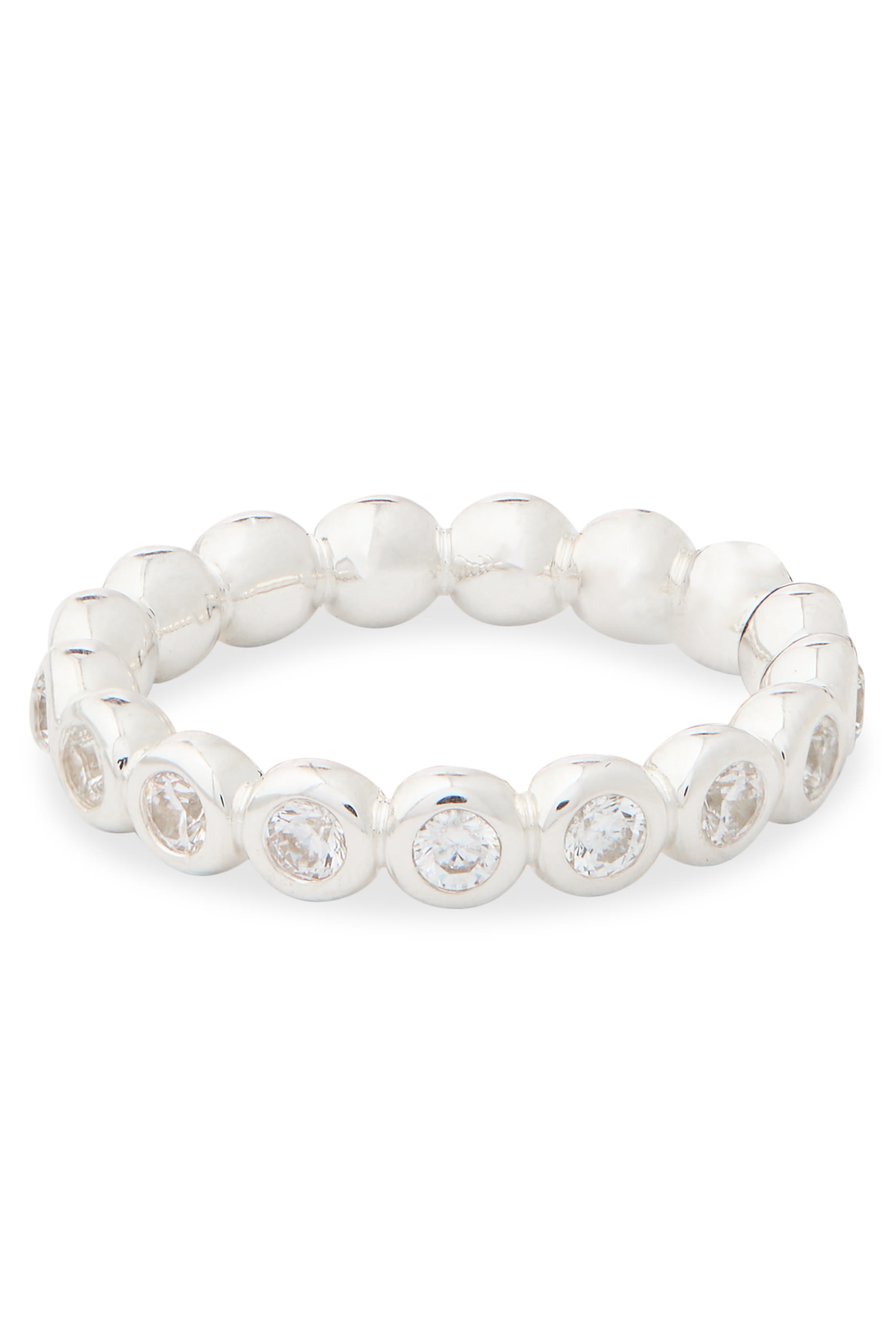 Tennis Eternity Stacking Ring, Silver Plated on Recycled Sterling Silver & Cubic Zirconia