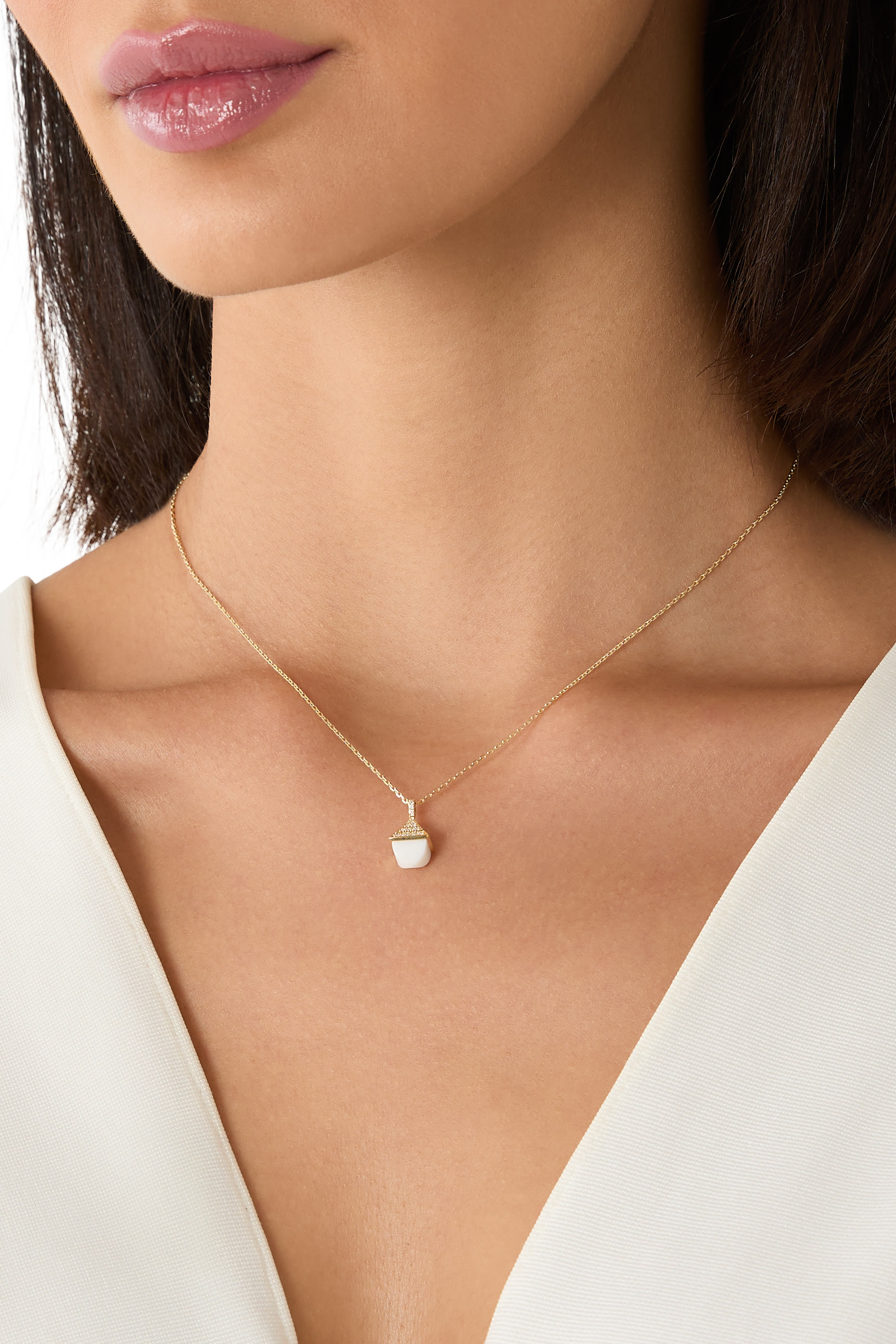 Cleo Rev Mini Pendant, 18k Yellow Gold & Diamonds