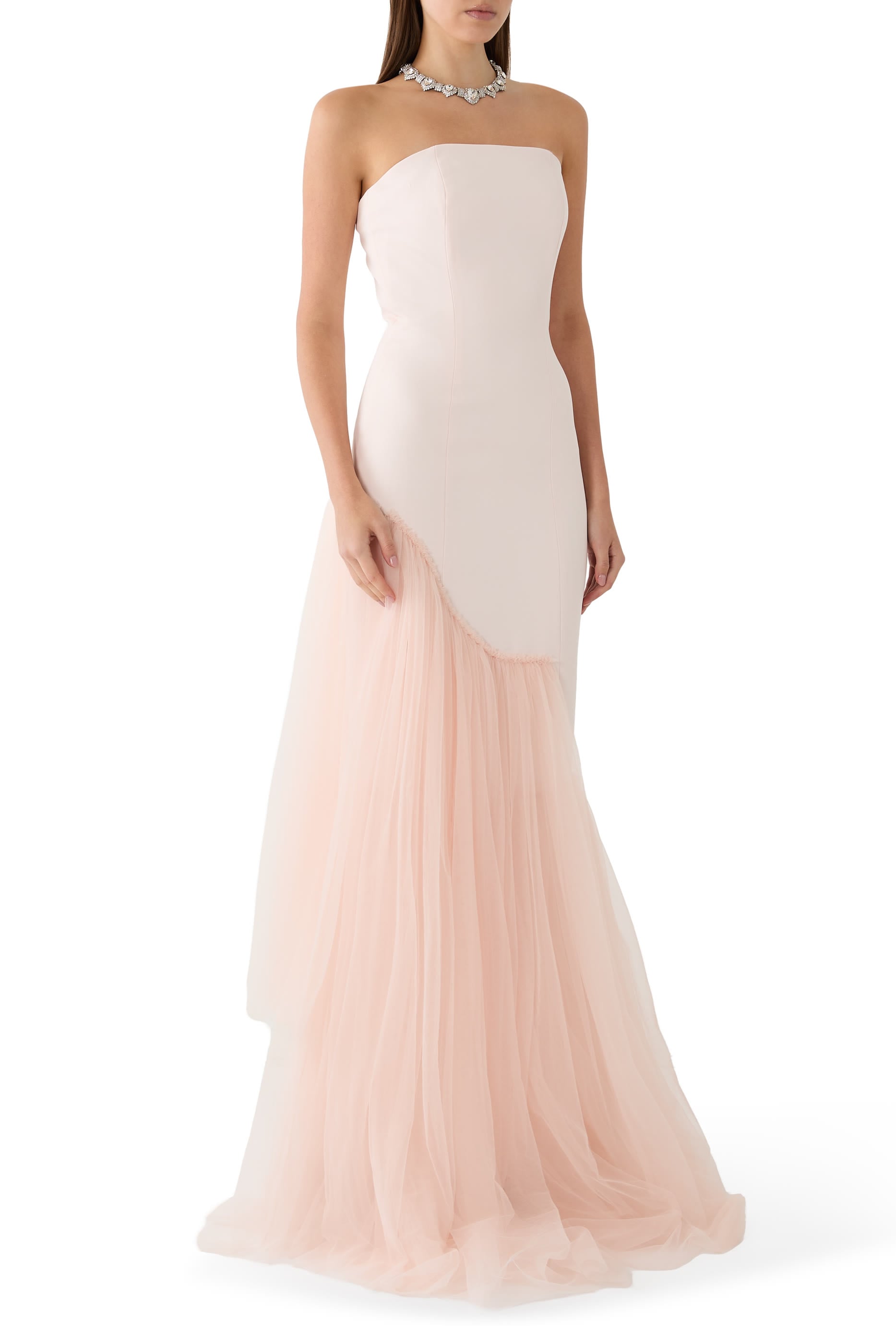 Asymmetric Gathered Trumpet Skirt Gown
