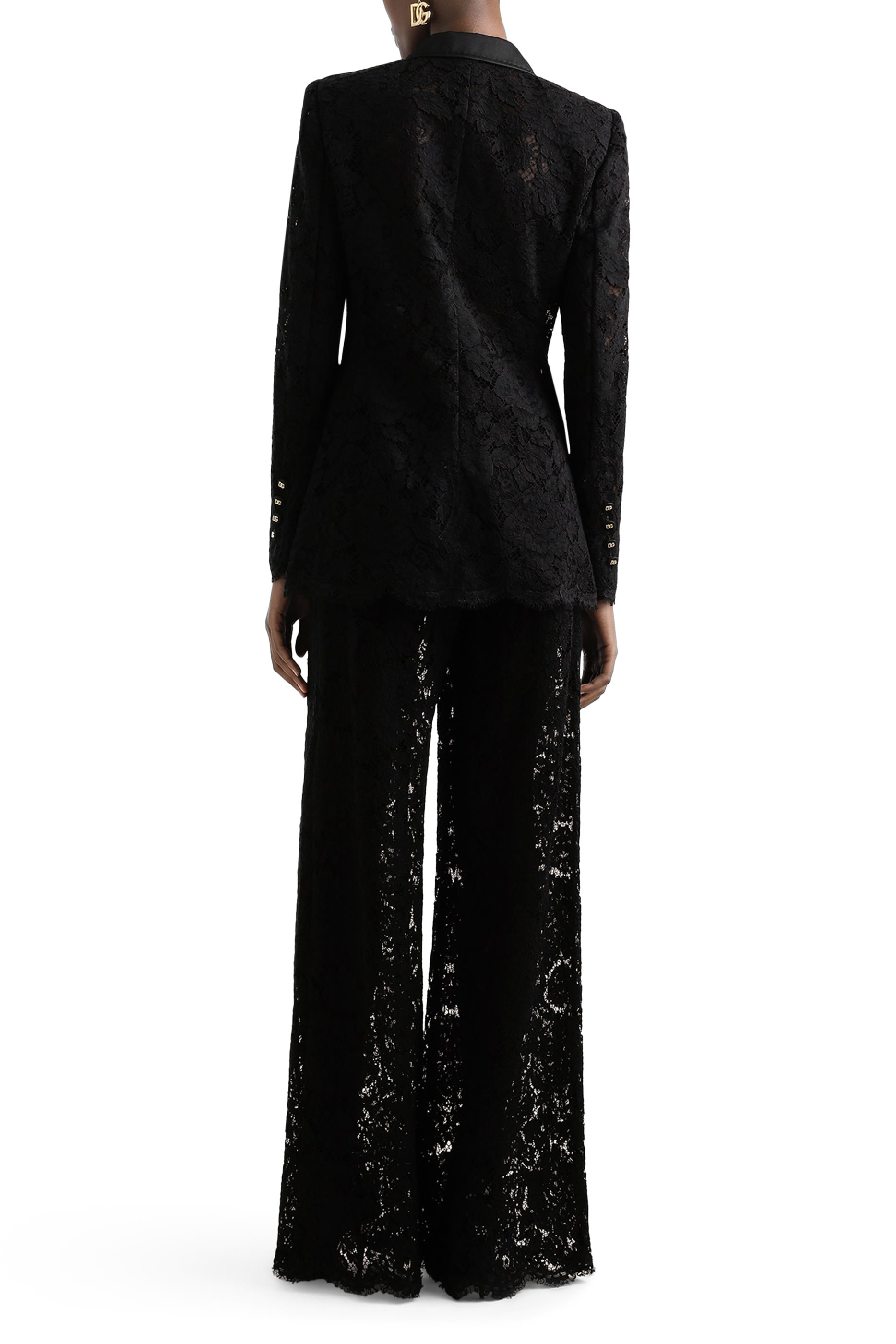 Cordonetto Lace Trousers with Flower Motif 