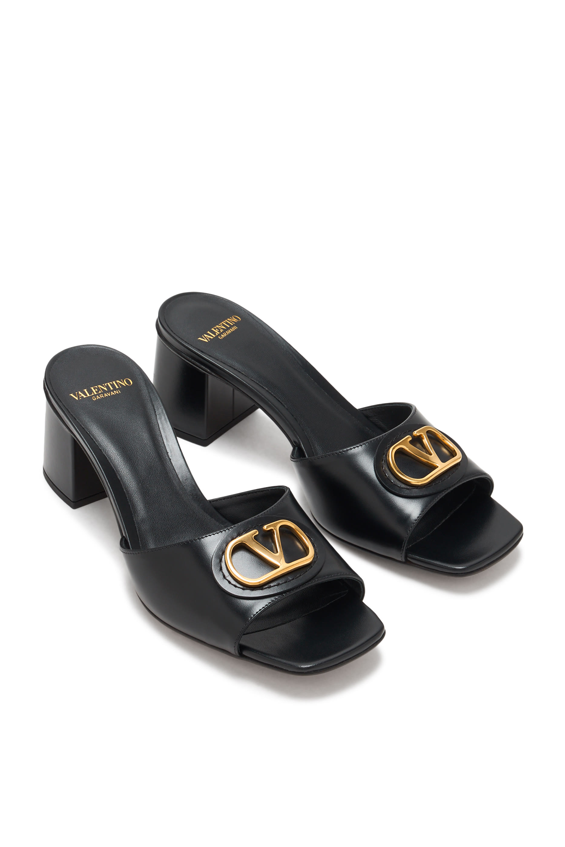 VLogo Signature Calfskin Leather Slide Sandals 60