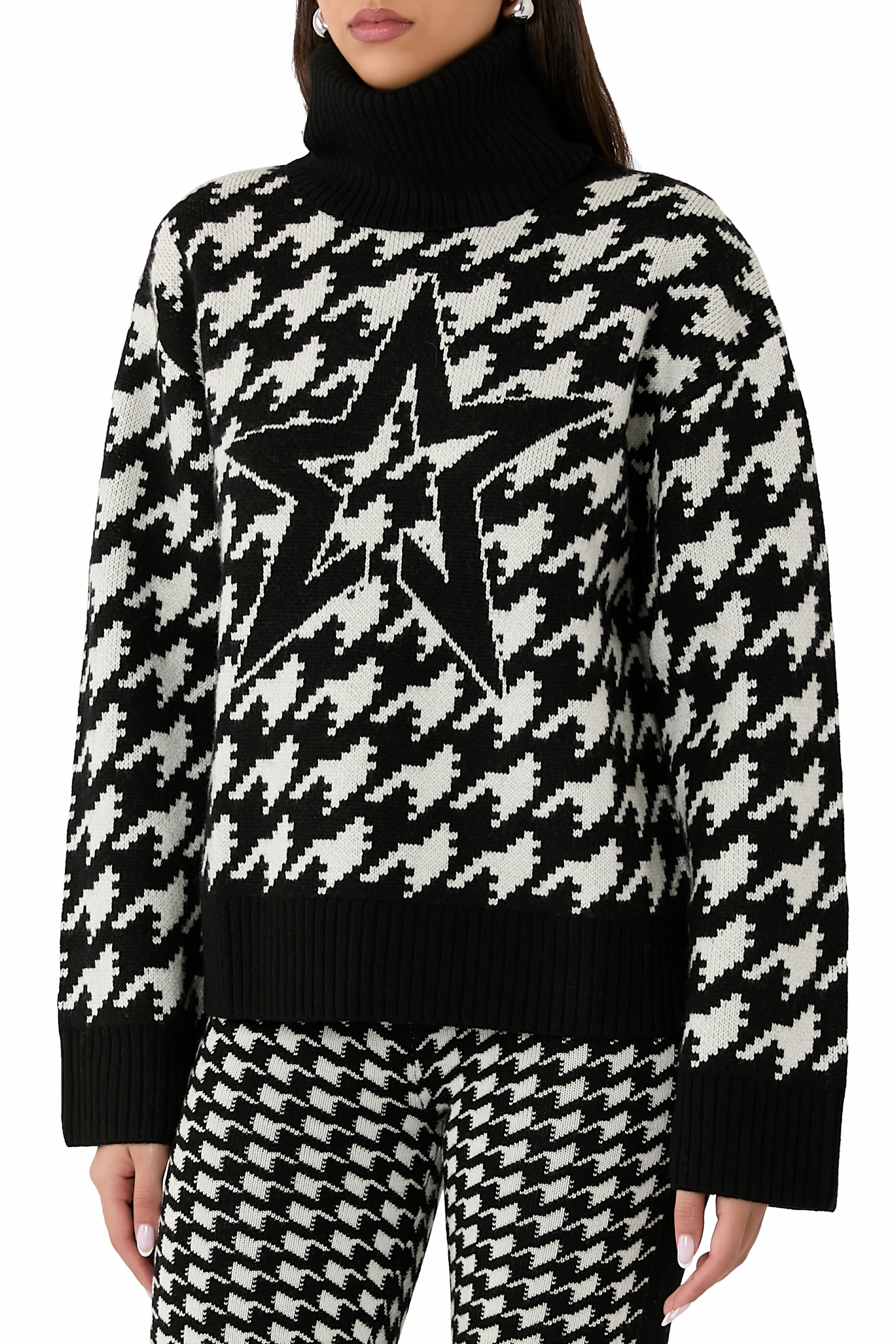 Chunky Houndstooth Merino Wool Sweater