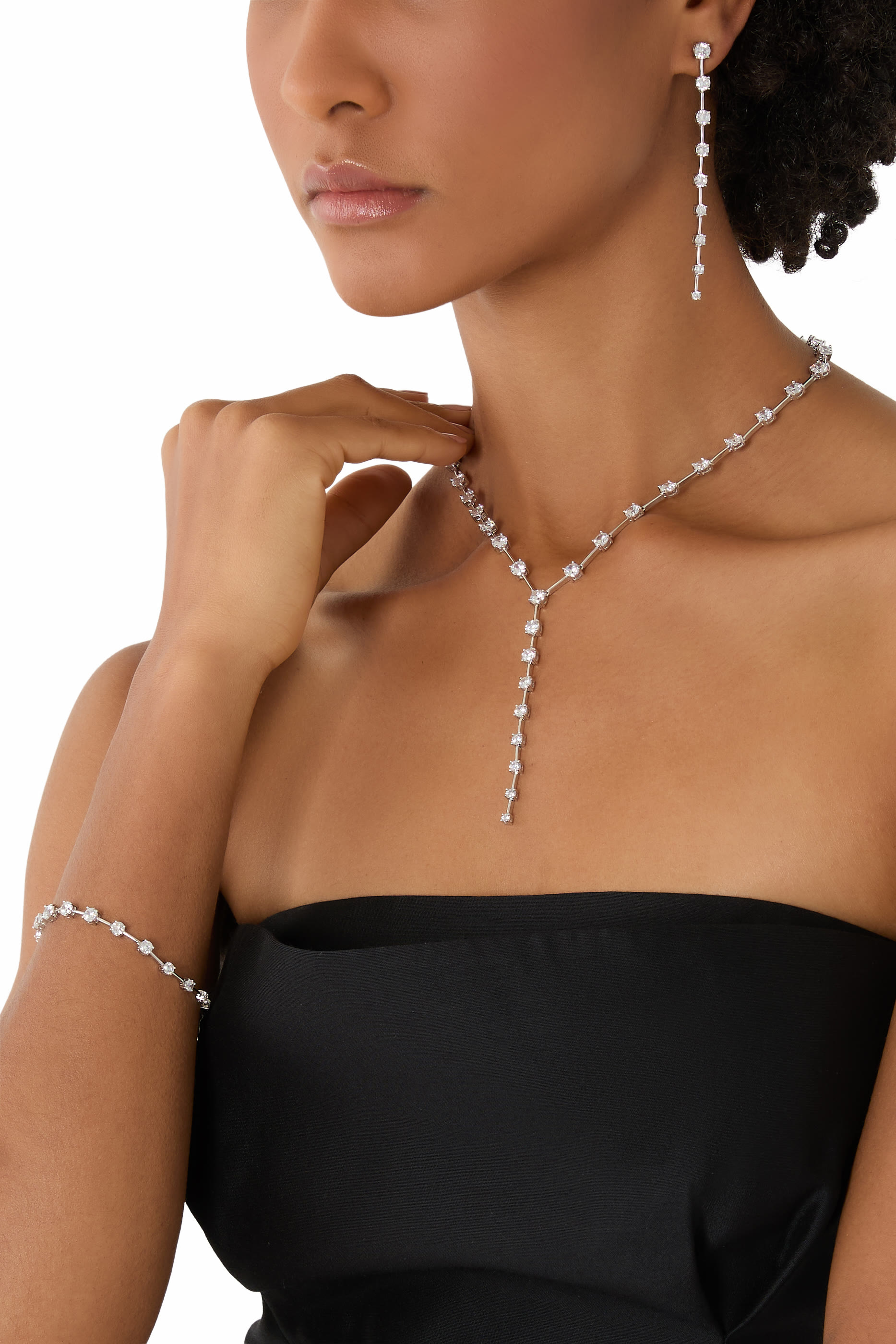 Delicate Round Bracelet, Rhodium Plated Brass & Cubic Zirconia