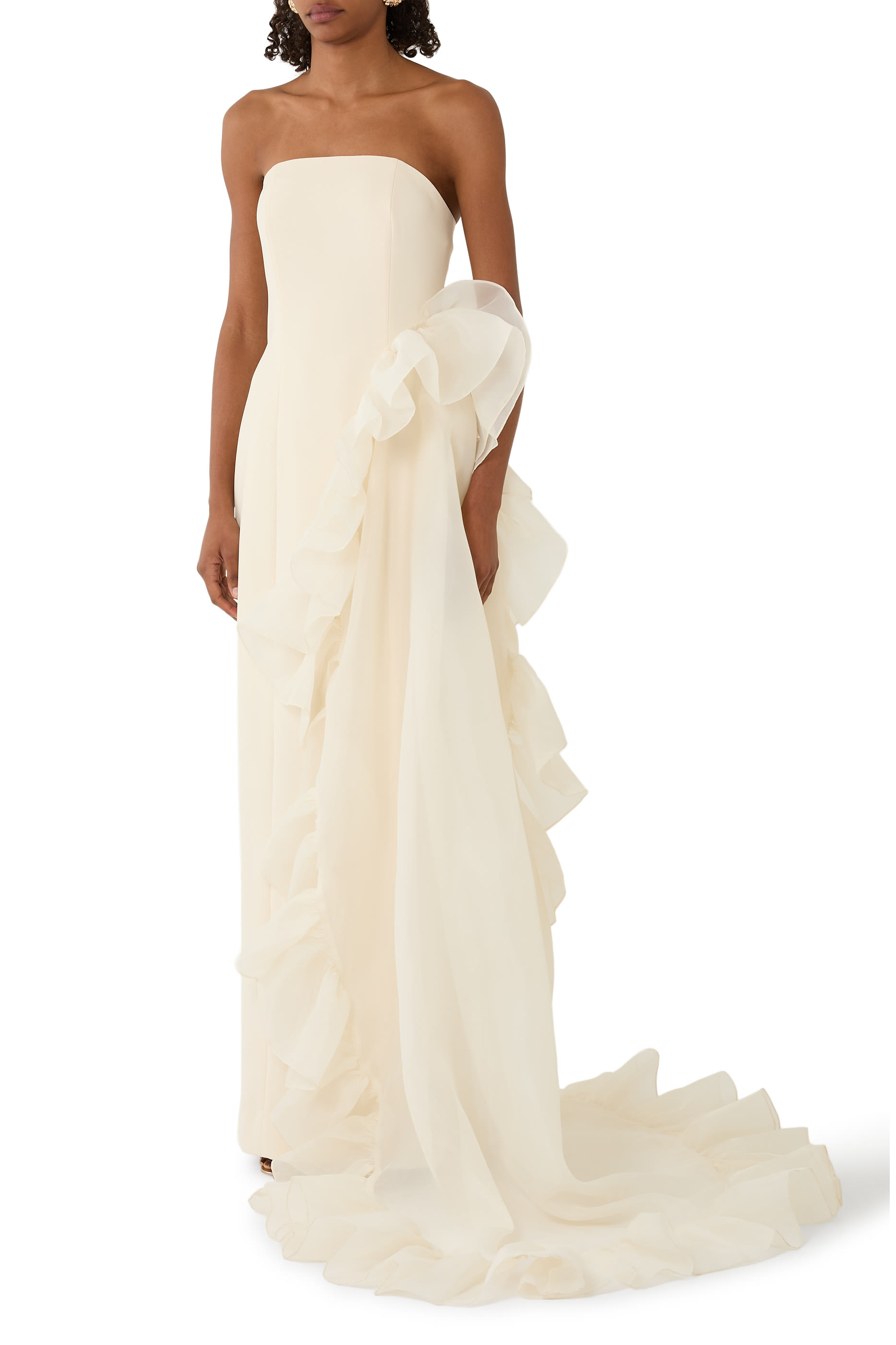 Strapless Gown With Side Ogranza Ruched Drape