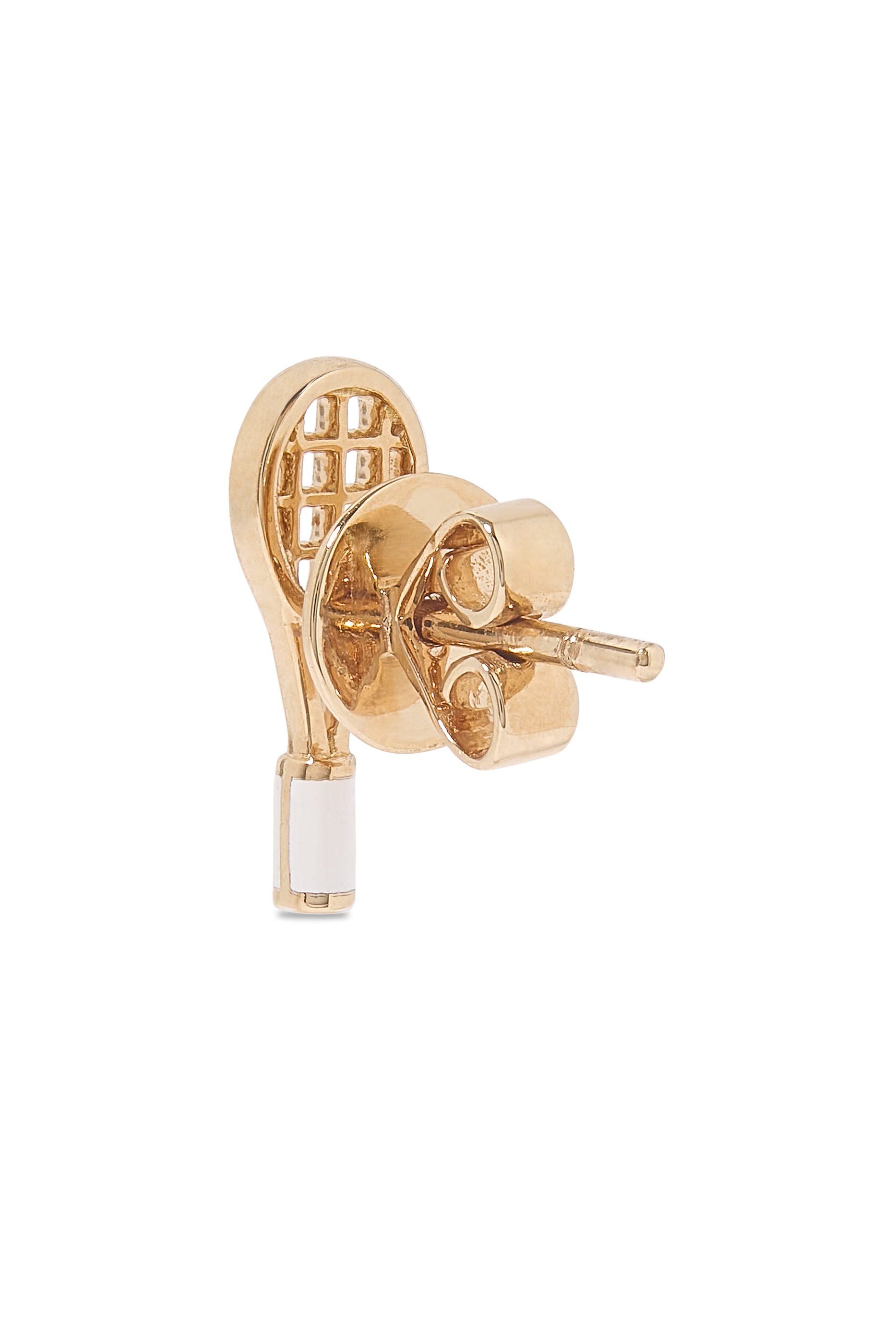 Tennis Racket Single Stud, 18K Yellow Gold