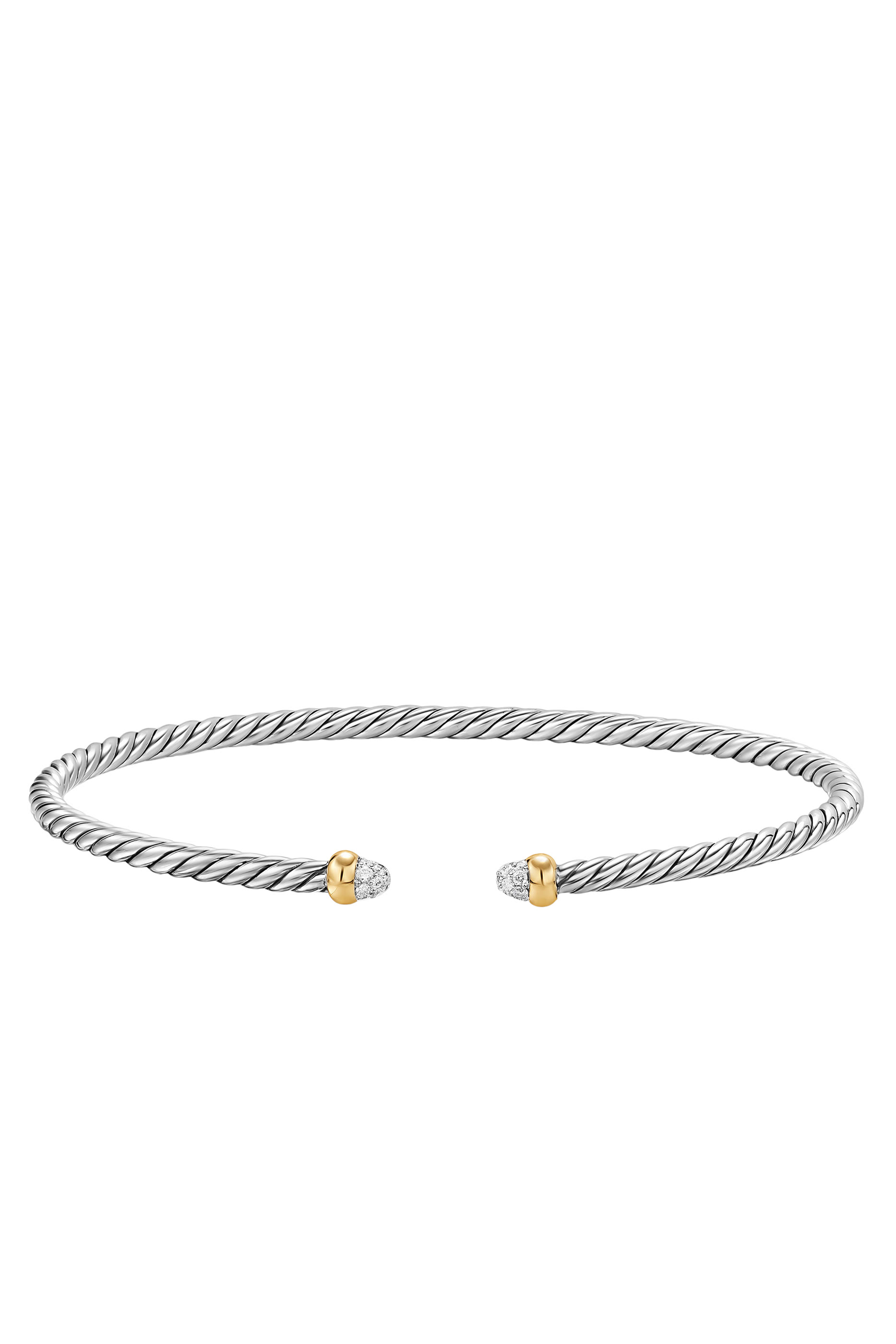 Micro Cablespira&reg; Flex Bracelet, 18k Yellow Gold, Sterling Silver & Diamonds