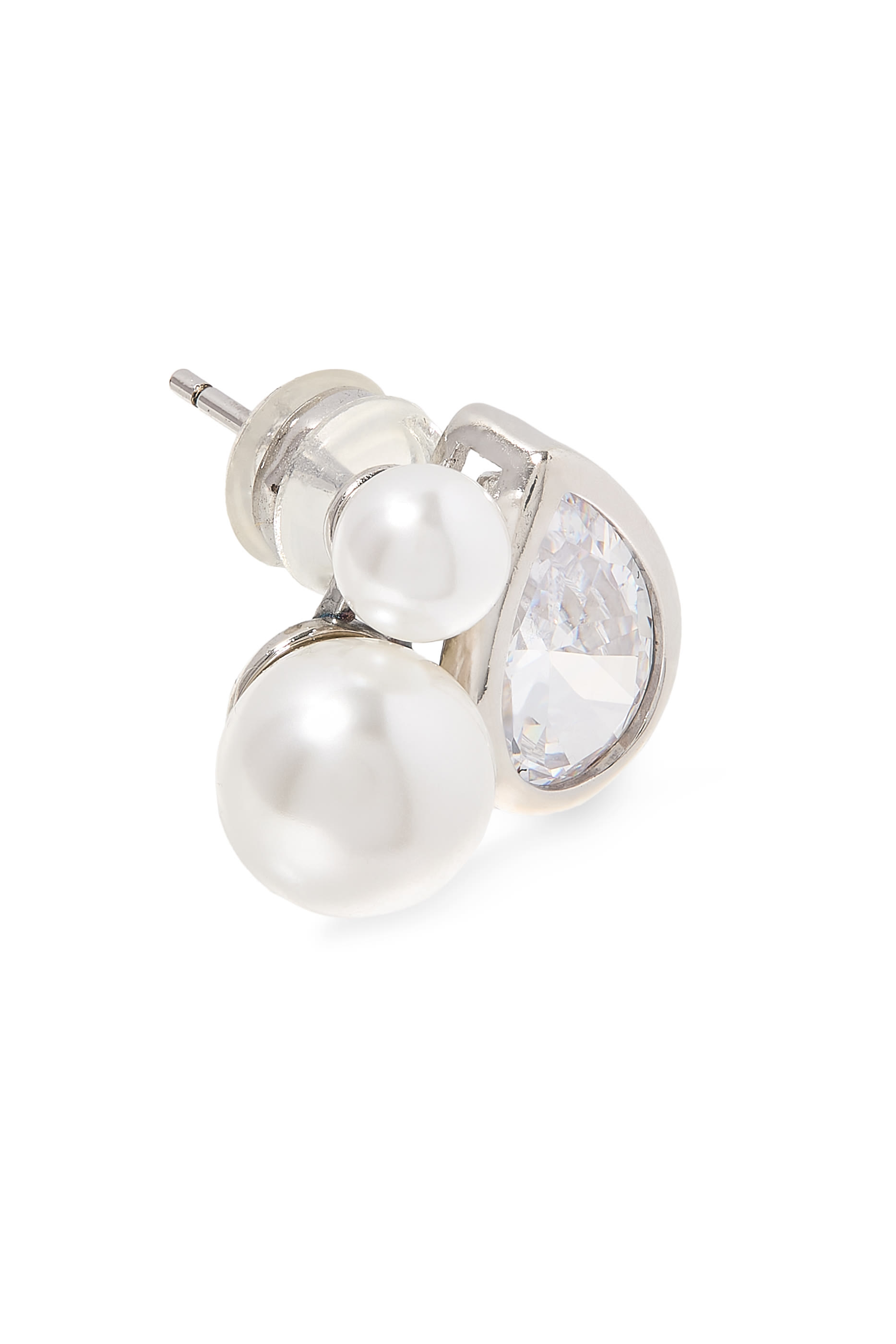 Faura Stud Earrings, 14k Vermeil with Shell Pearl & Crystal Accents