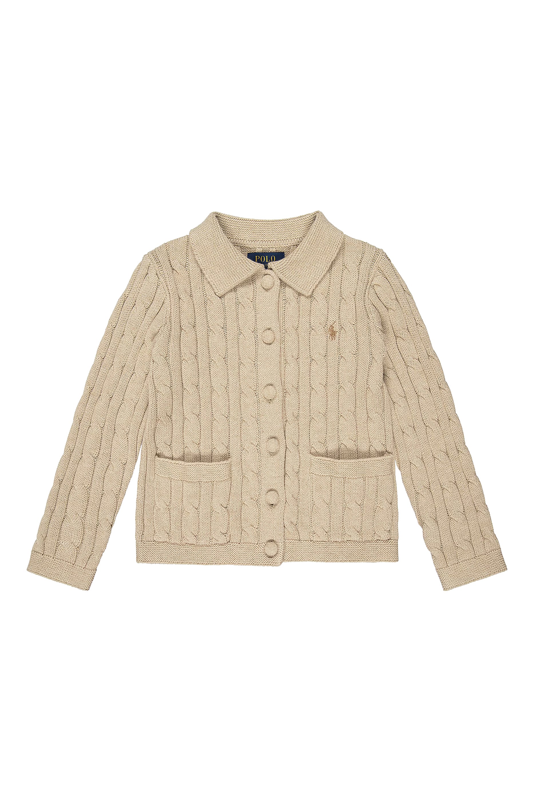 Kids  Cable-Knit Cotton Collared Cardigan