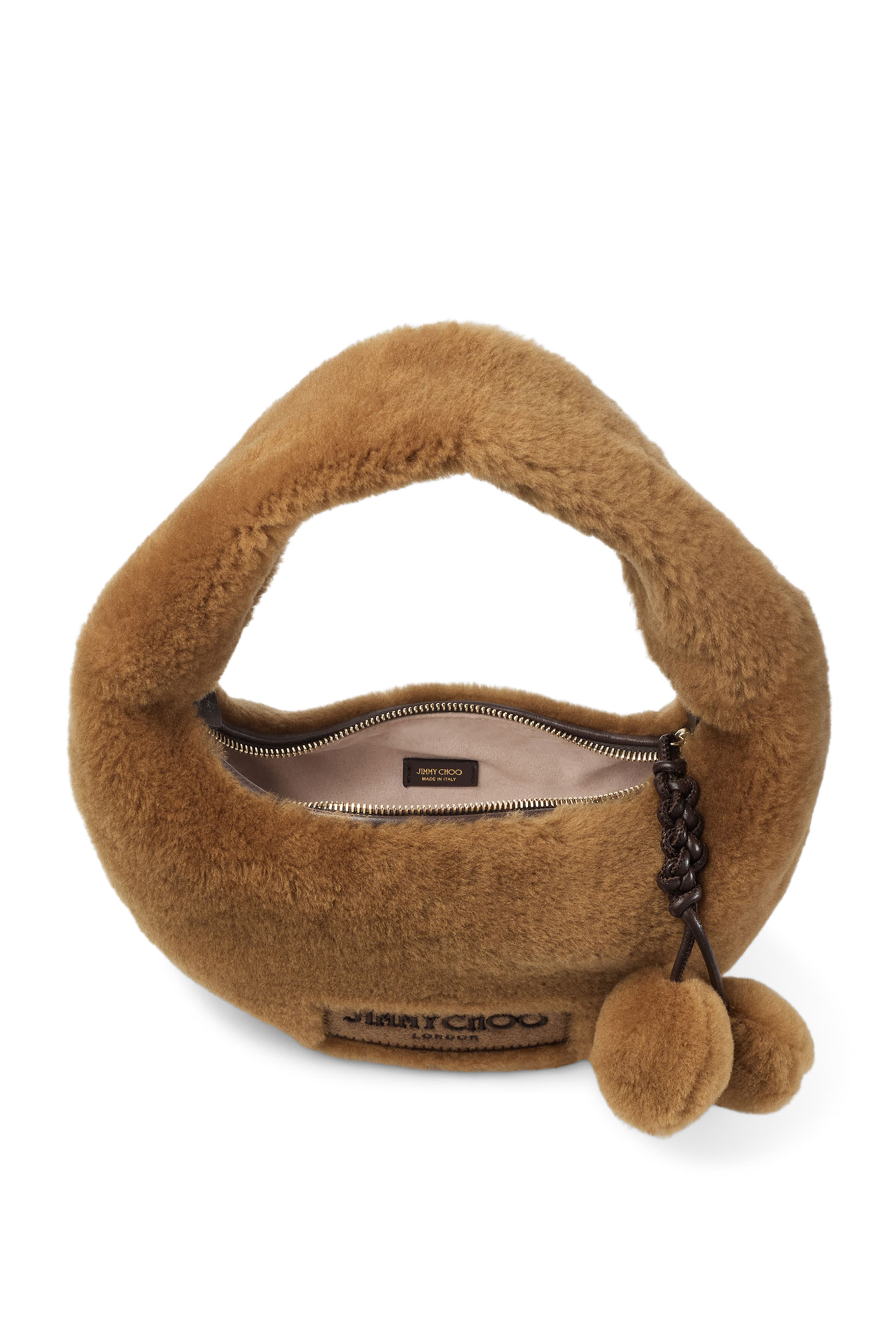 Pom Pom-Details Winter Hobo Bag