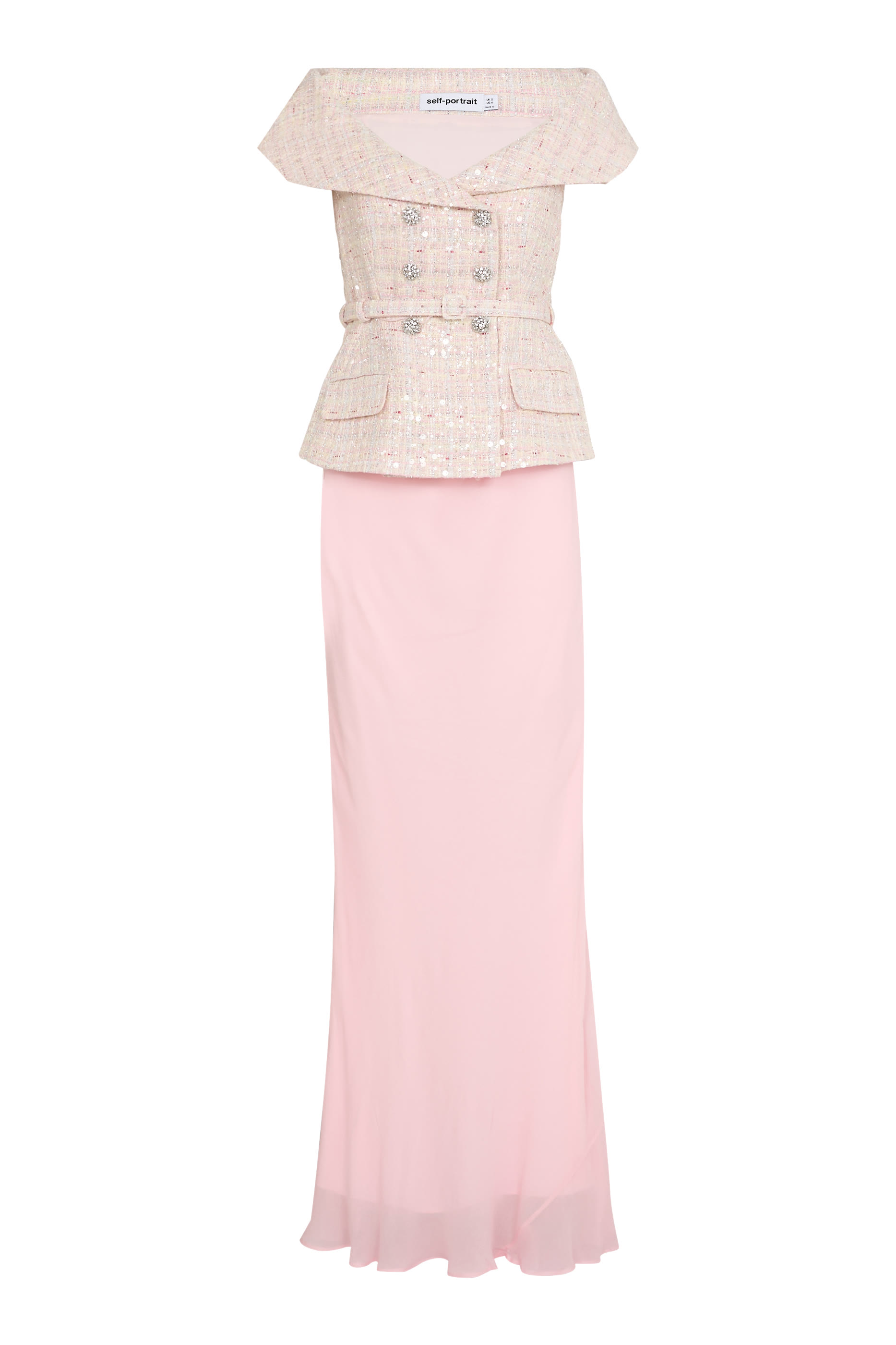 Sequin Boucl&eacute; Maxi Dress