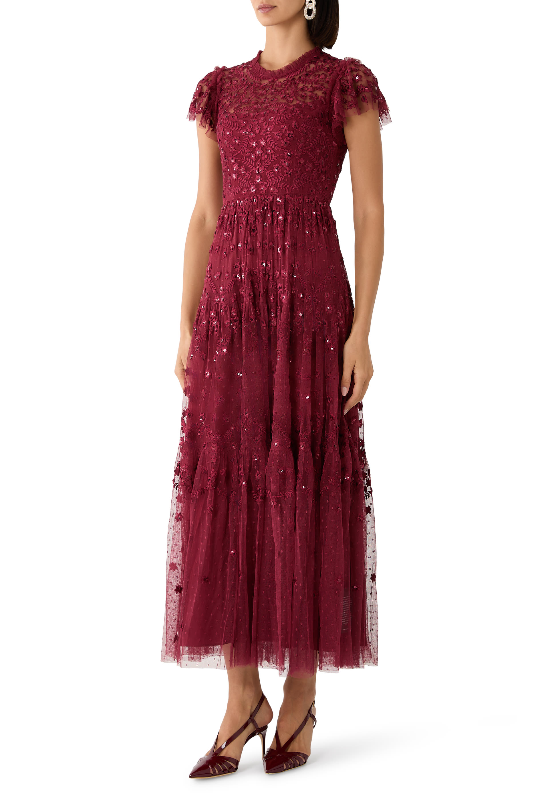 Clover Short Sleeves Ankle Gown