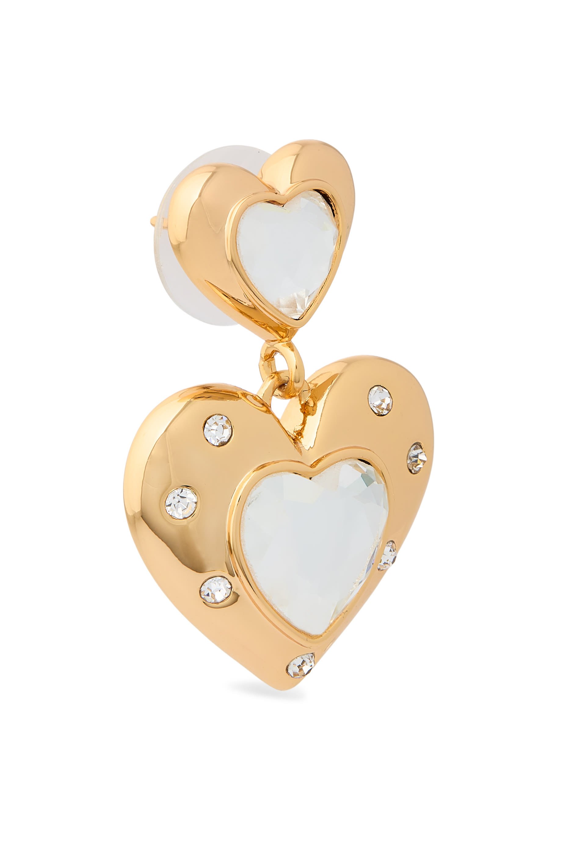Gold Crystal Heart Tiered Earrings