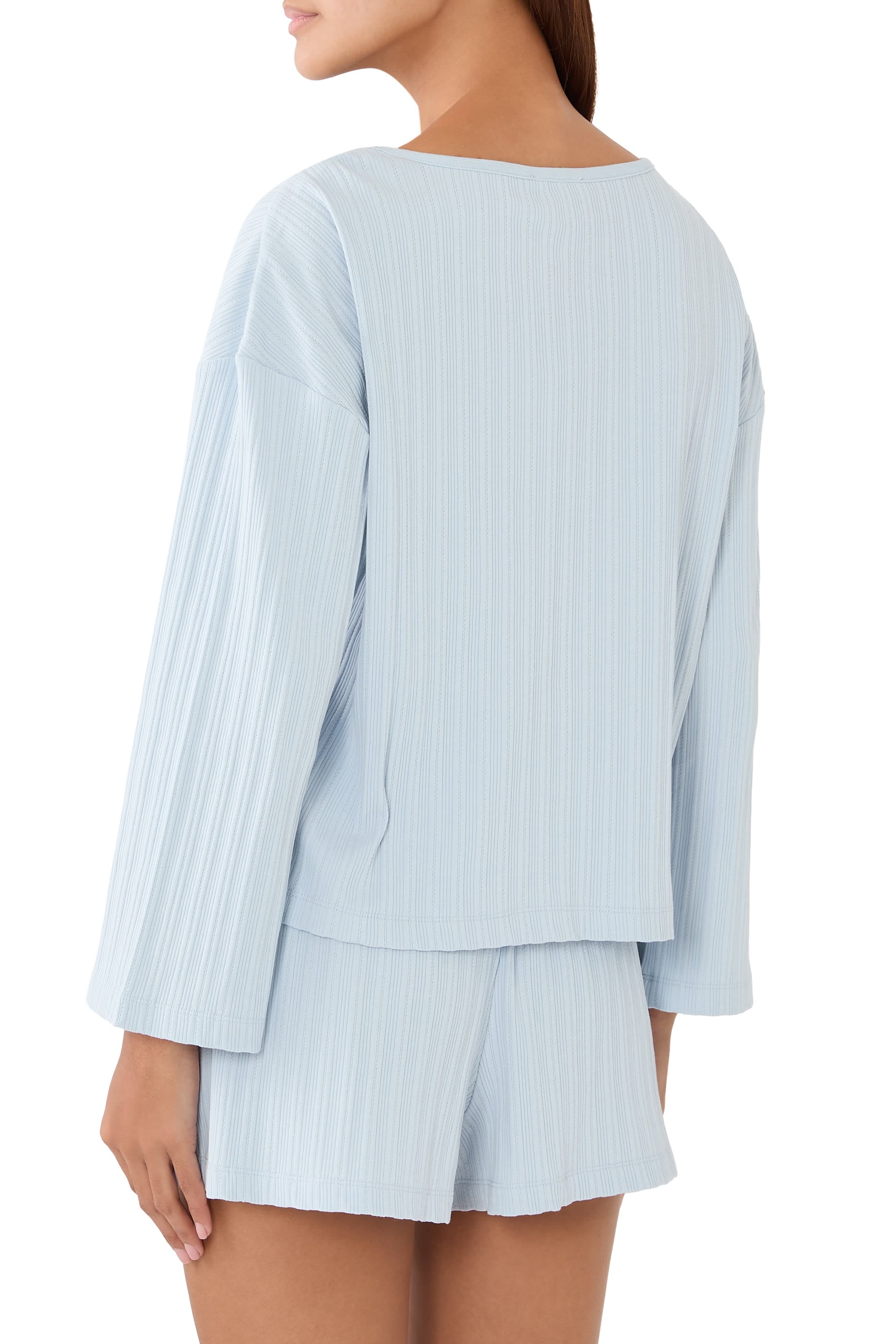 Jersey Rib Pointelle Boxy Shortie Pajama Set
