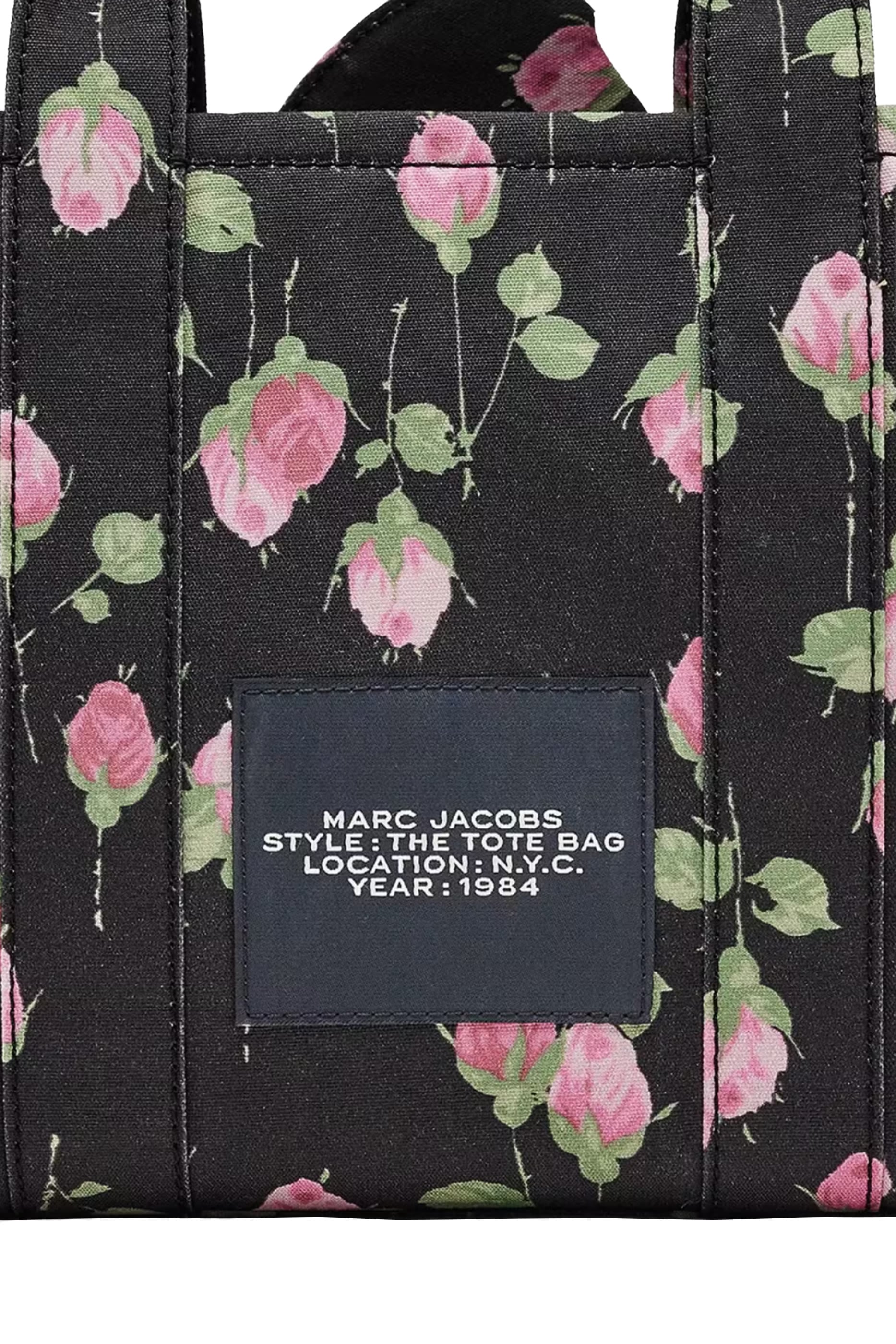 Small Tote Bag In Vintage Floral Canvas With Oversized Bow 
