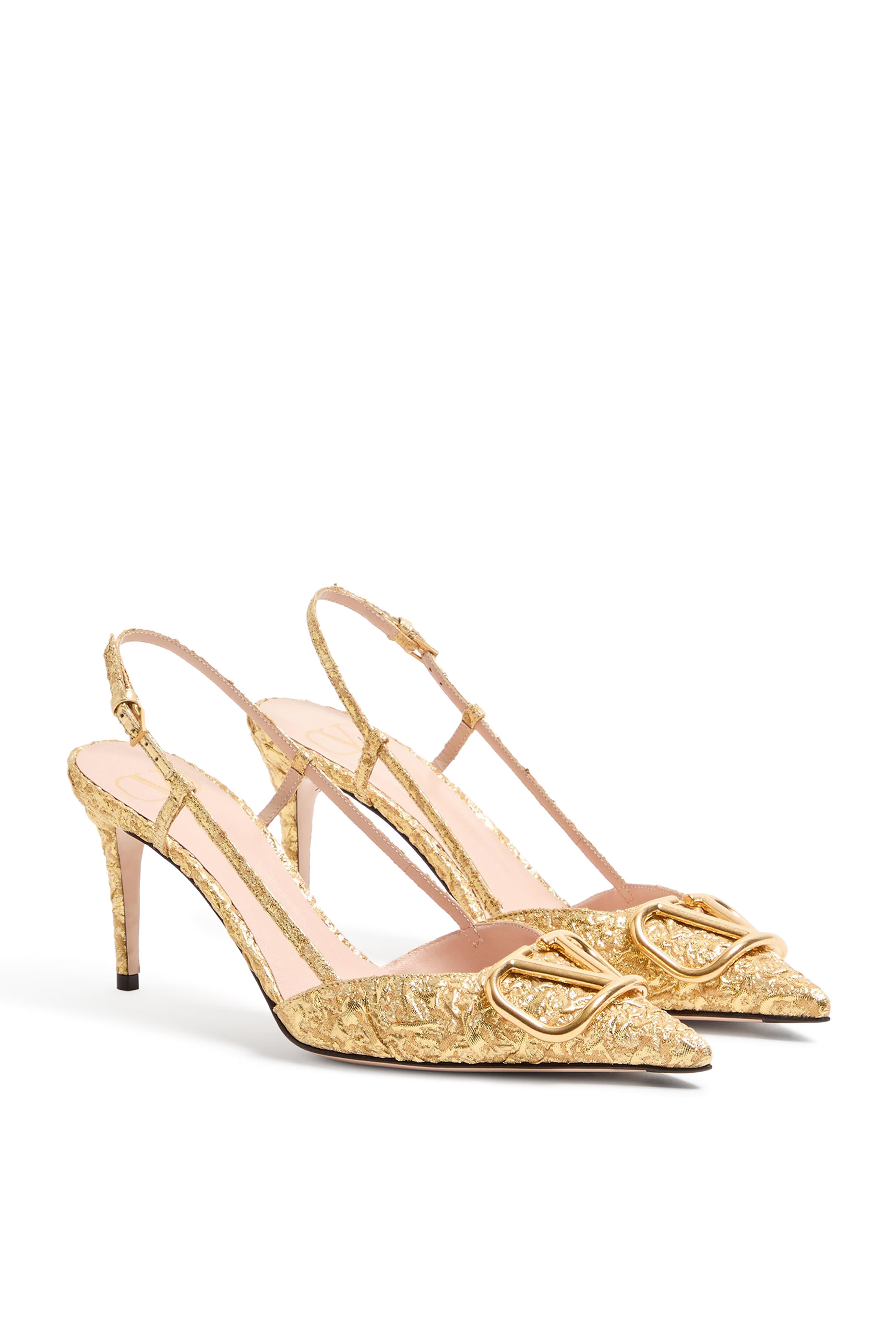  VLogo 80 Signature Slingback Pumps in Cloqu&eacute; Jacquard Fabric