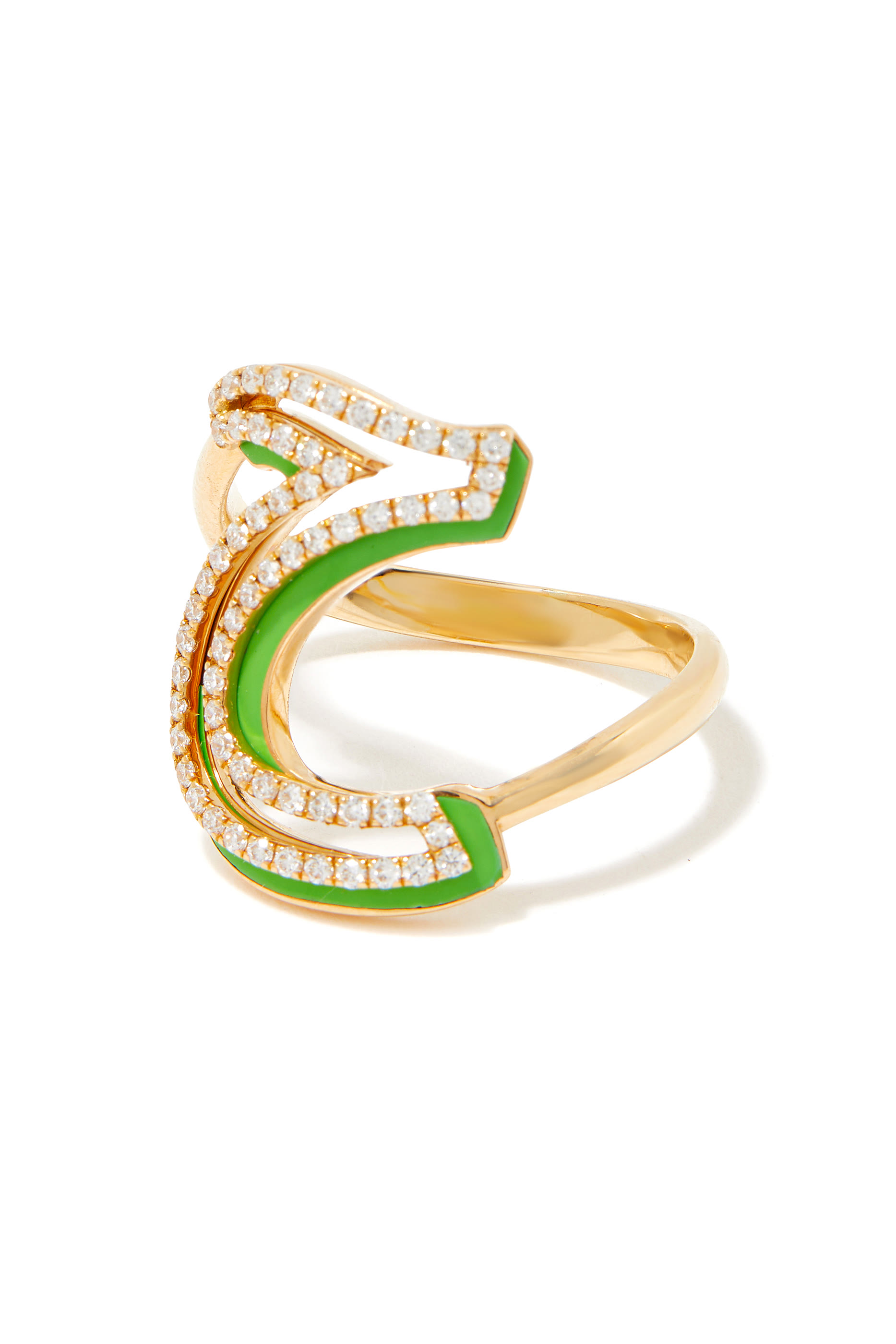 Arabic Silhouette Ring, 18K Yellow Gold & Diamonds