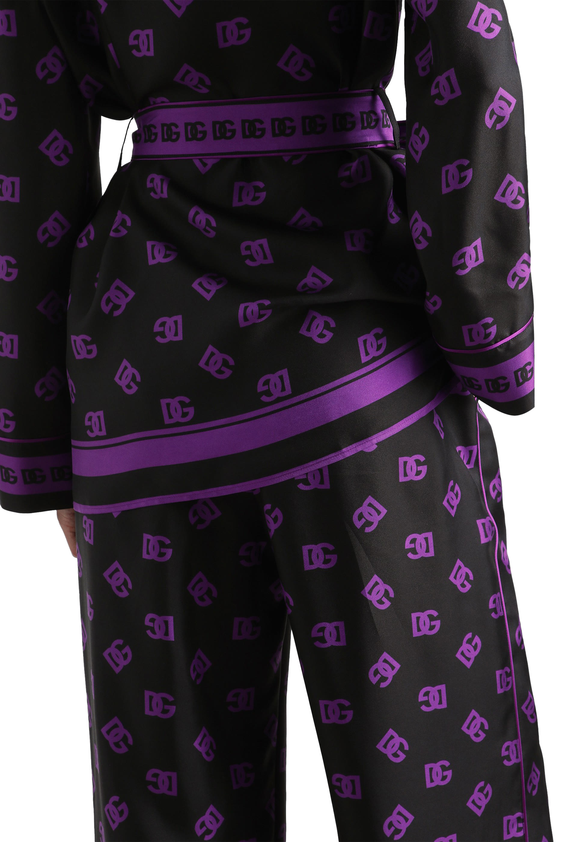 All-Over DG Logo Silk Satin Jacquard Pajama Pants