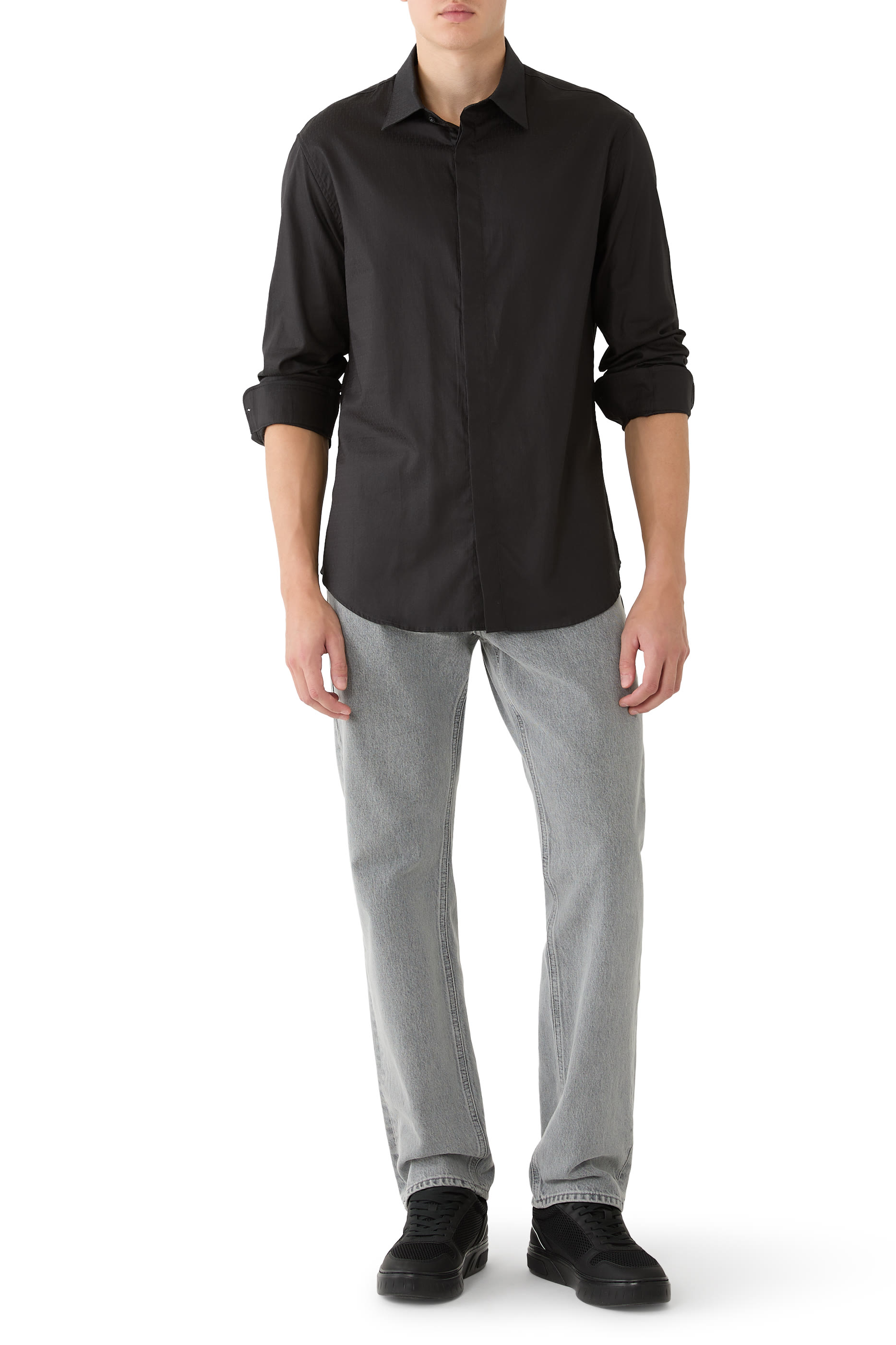 Regular Fit Shirt in Cotton Jacquard
