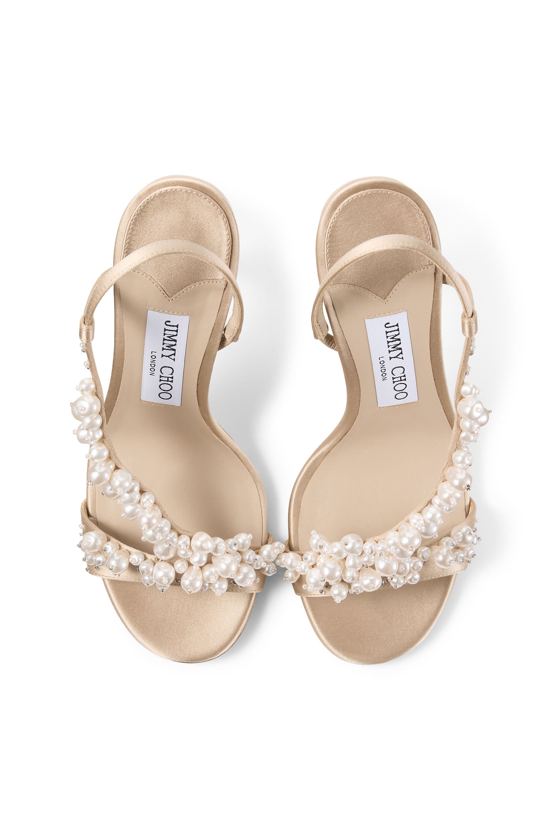  Irina Satin 100 Sandals with Pearl & Crystal Embroidery