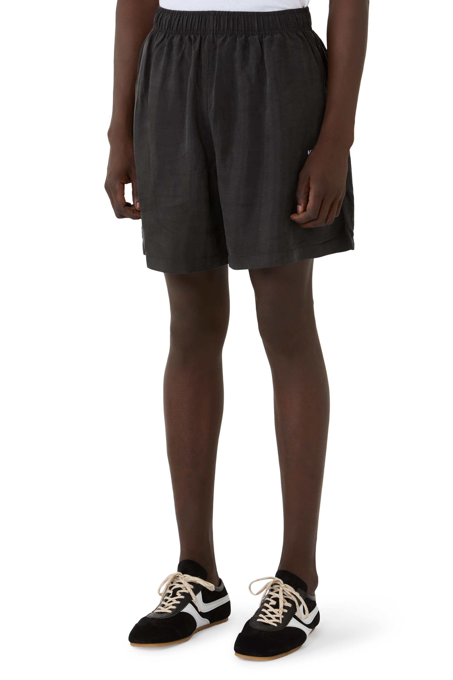  Ribbed Cupro Wide Leg Shorts