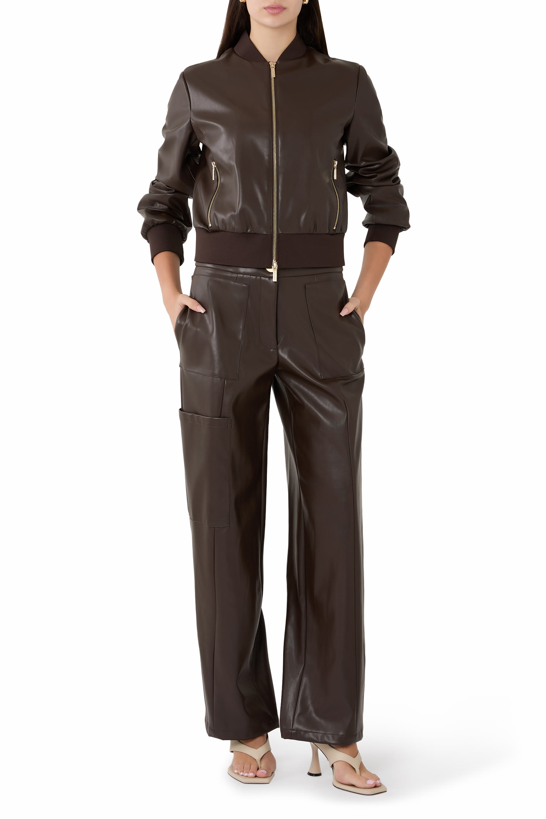 Zip-Up Ribbed Trim Blouson Jacket