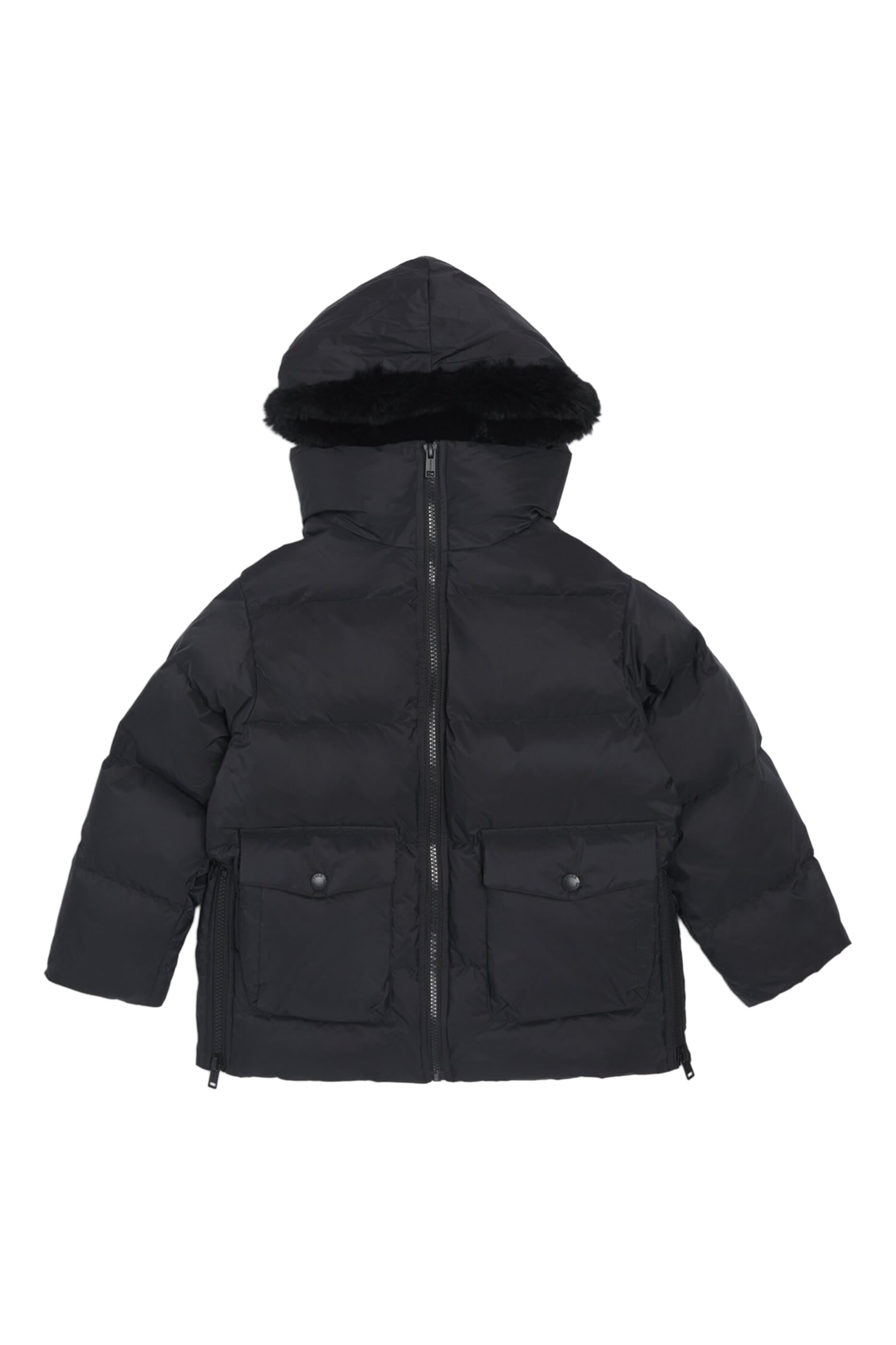 Kids Down Lambskin-Insert Puffer Jacket