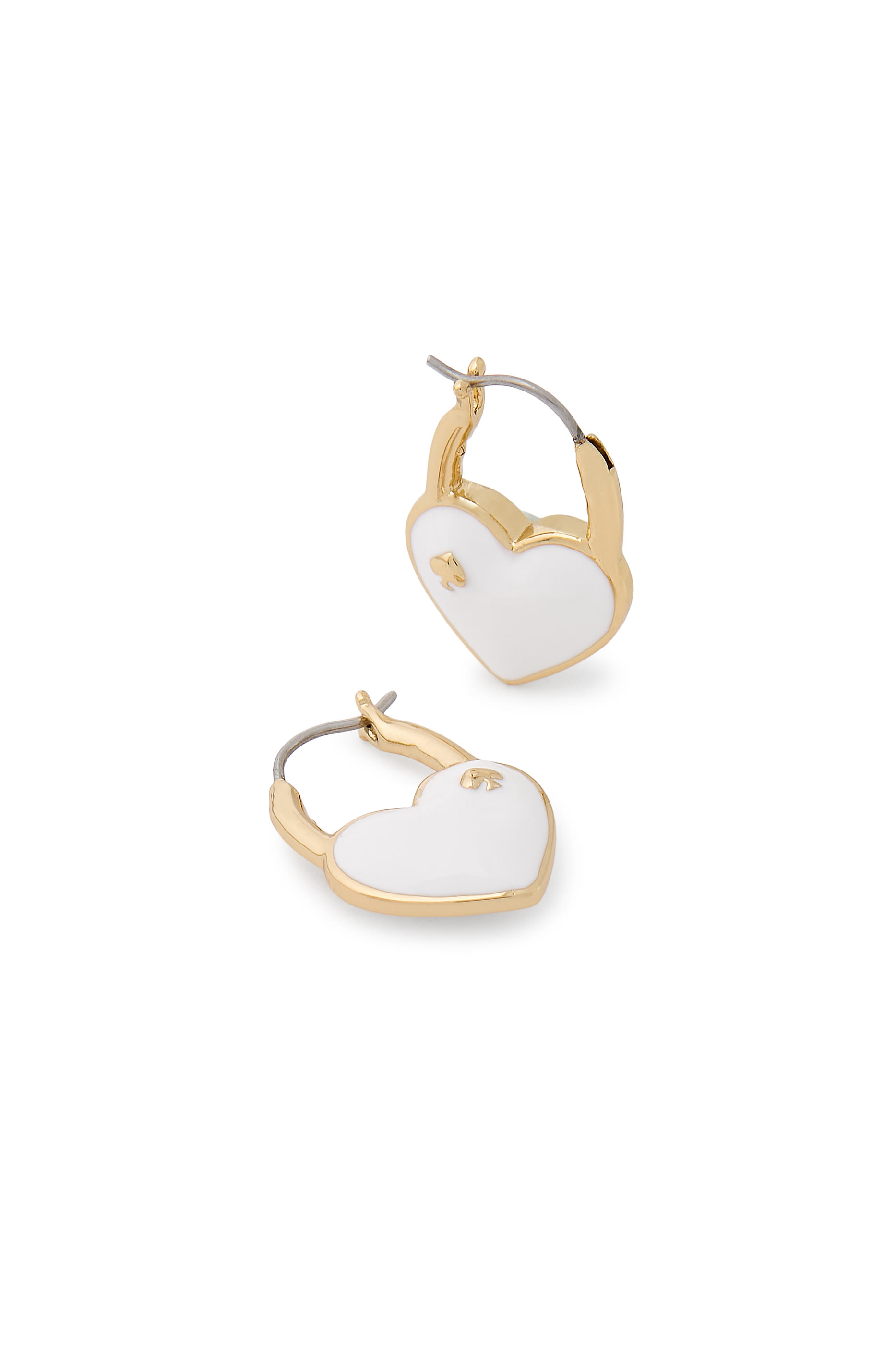 Heart Spade Huggies, Stainless Steel Posts & Enamel