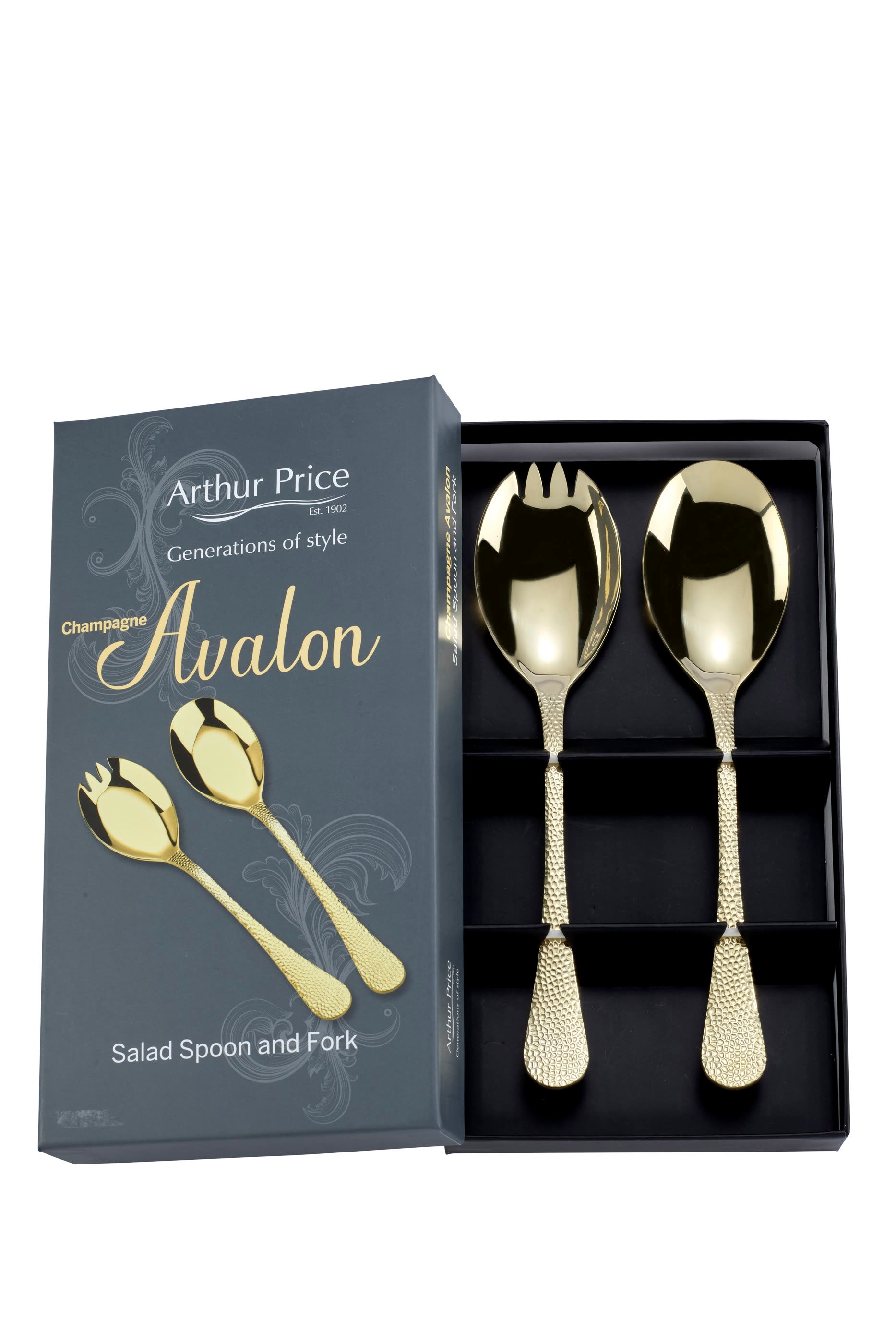 Champagne Avalon Salad Serving Spoon and Fork Set