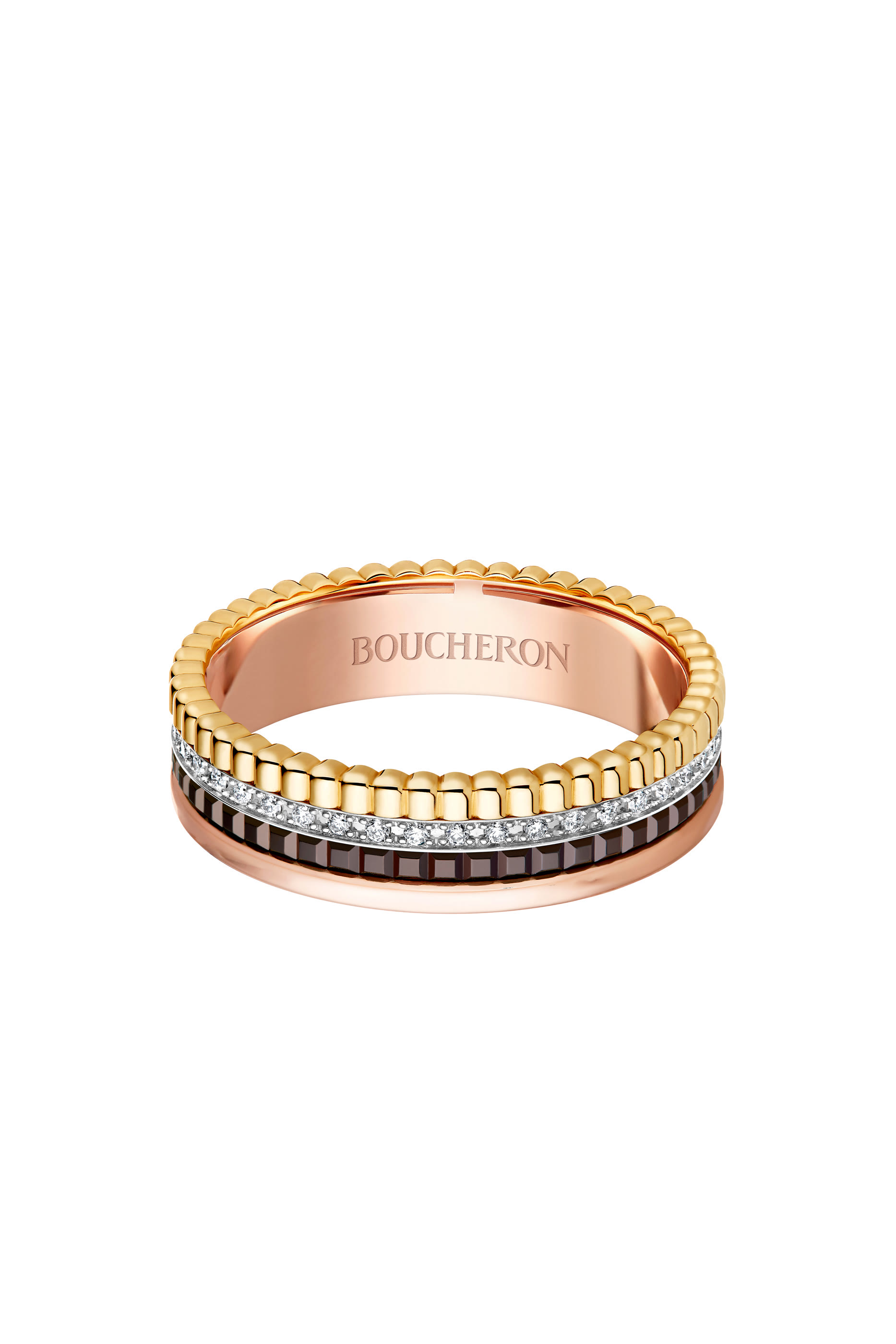 Quatre Classique Ring, 18k Yellow Gold, White Gold & Diamonds