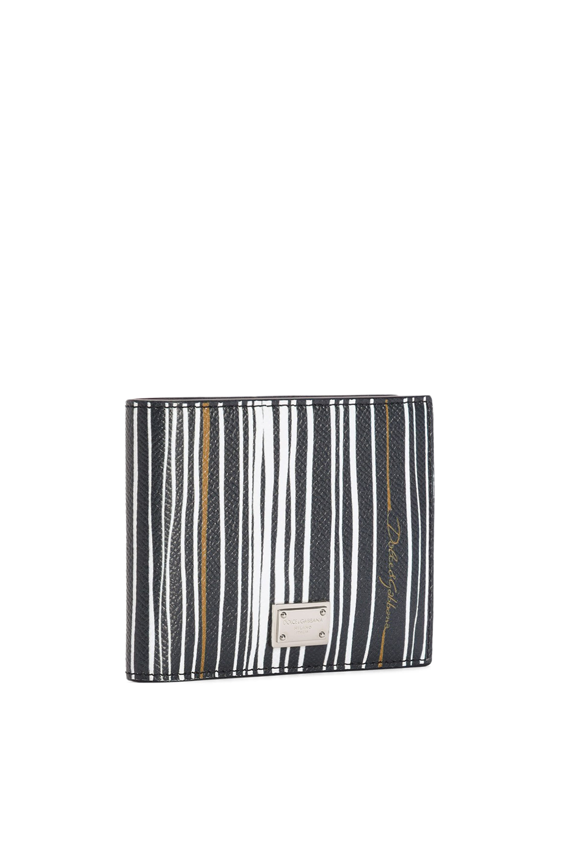 Stripe-Print Calfskin Wallet