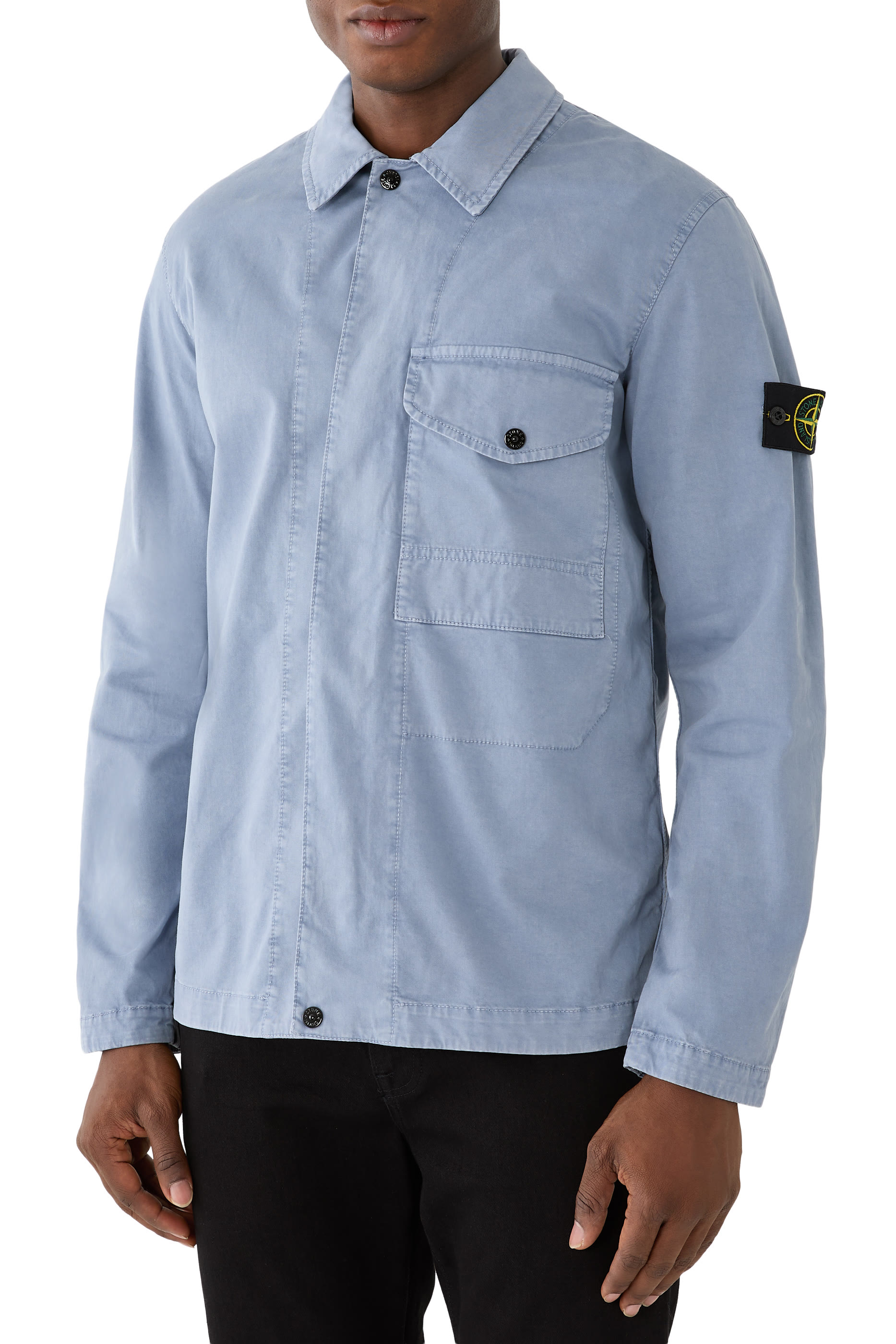  Organic Cotton Stretch Broken Twill Overshirt 
