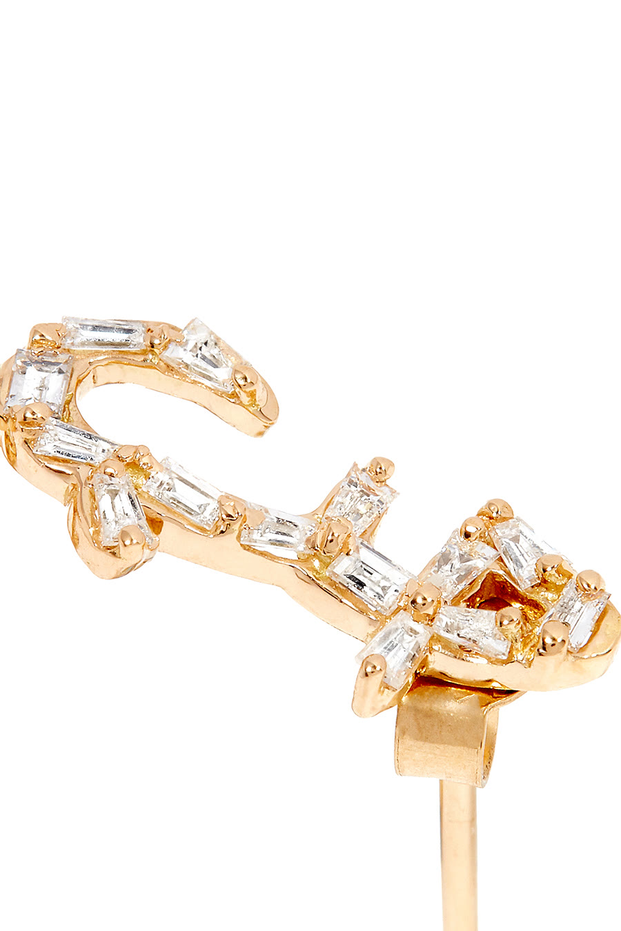 Hobb/Love Hoop Earrings, 18k Yellow Gold & Baguette Diamonds